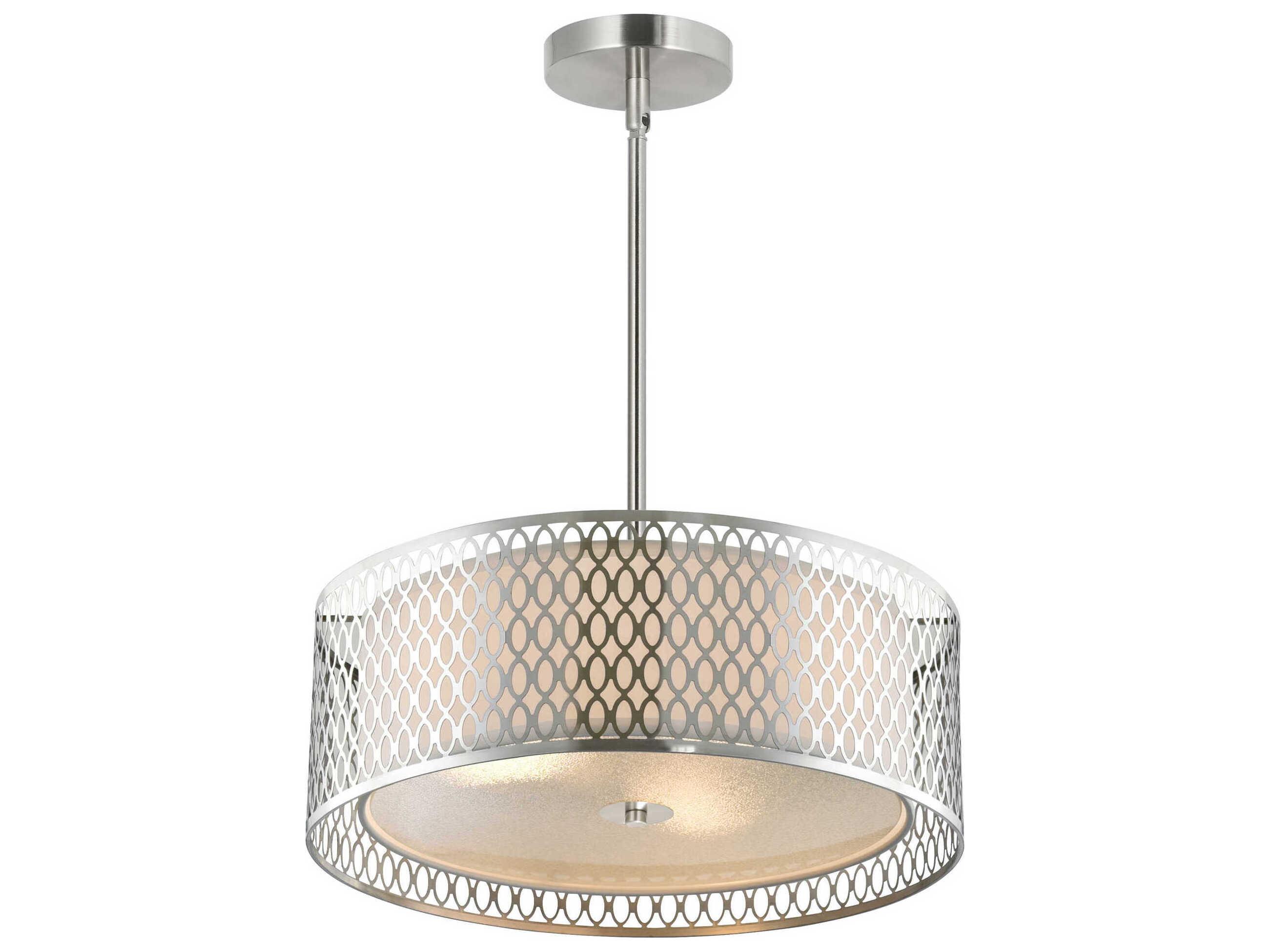 CWI Lighting Mikayla 3-Light Satin Nickel Drum Pendant