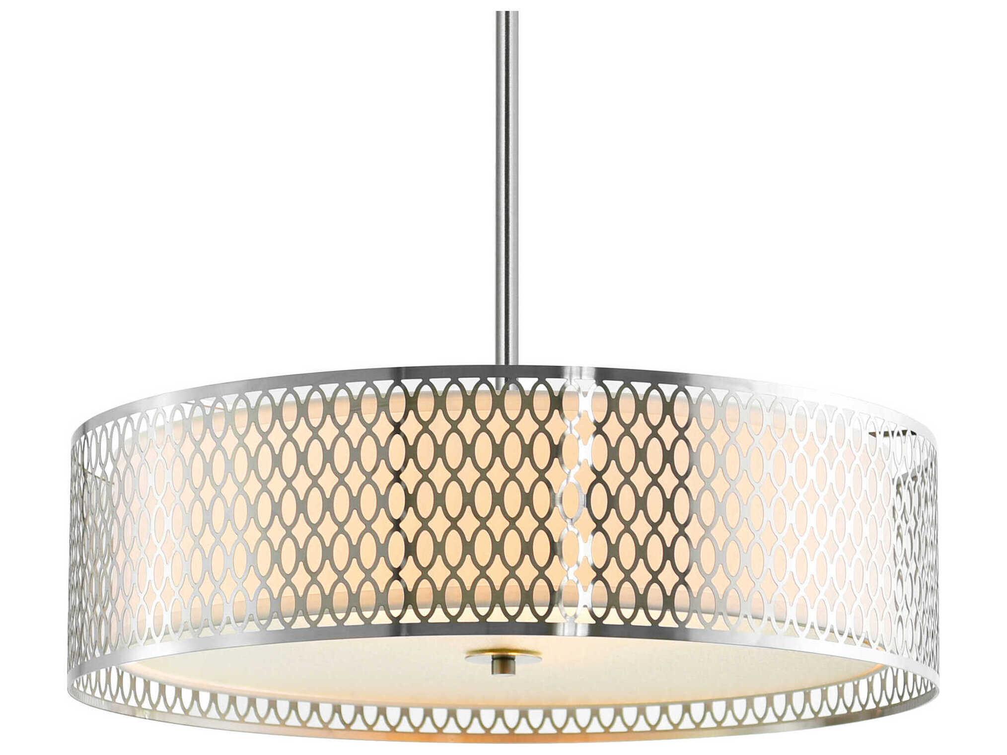 CWI Lighting Mikayla 5-Light Satin Nickel Drum Pendant