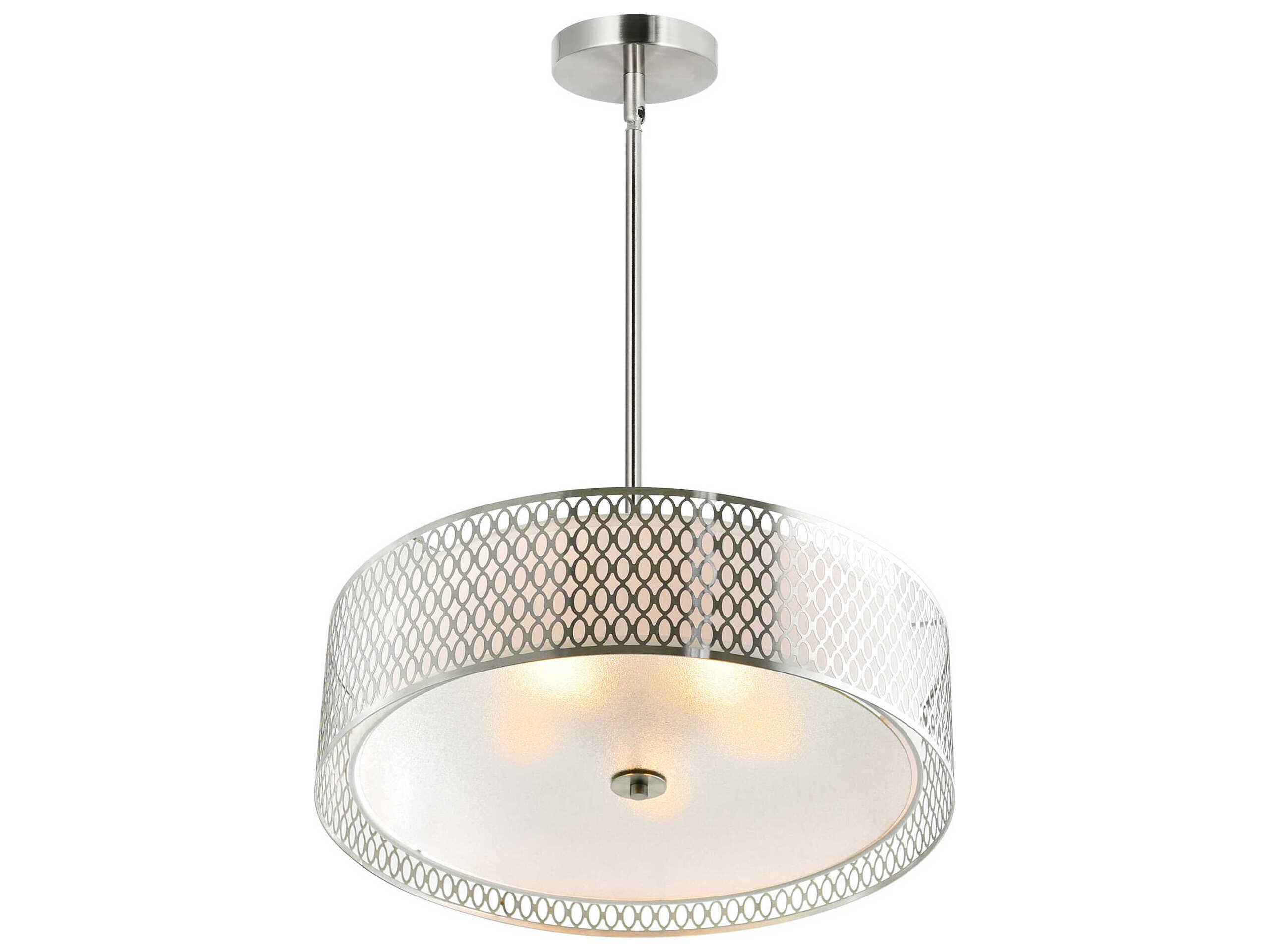 CWI Lighting Mikayla 5-Light Satin Nickel Drum Pendant