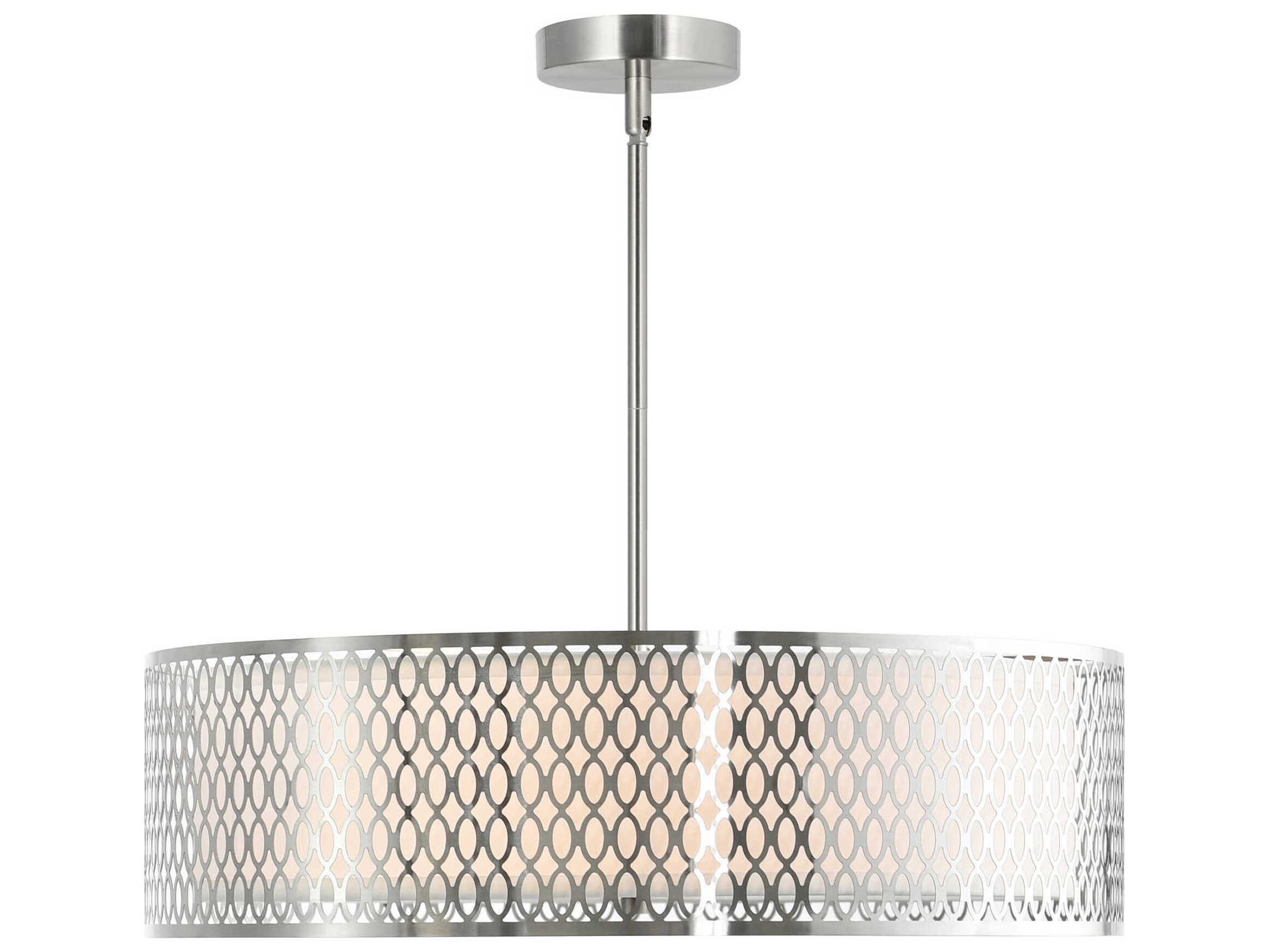 CWI Lighting Mikayla 5-Light Satin Nickel Drum Pendant