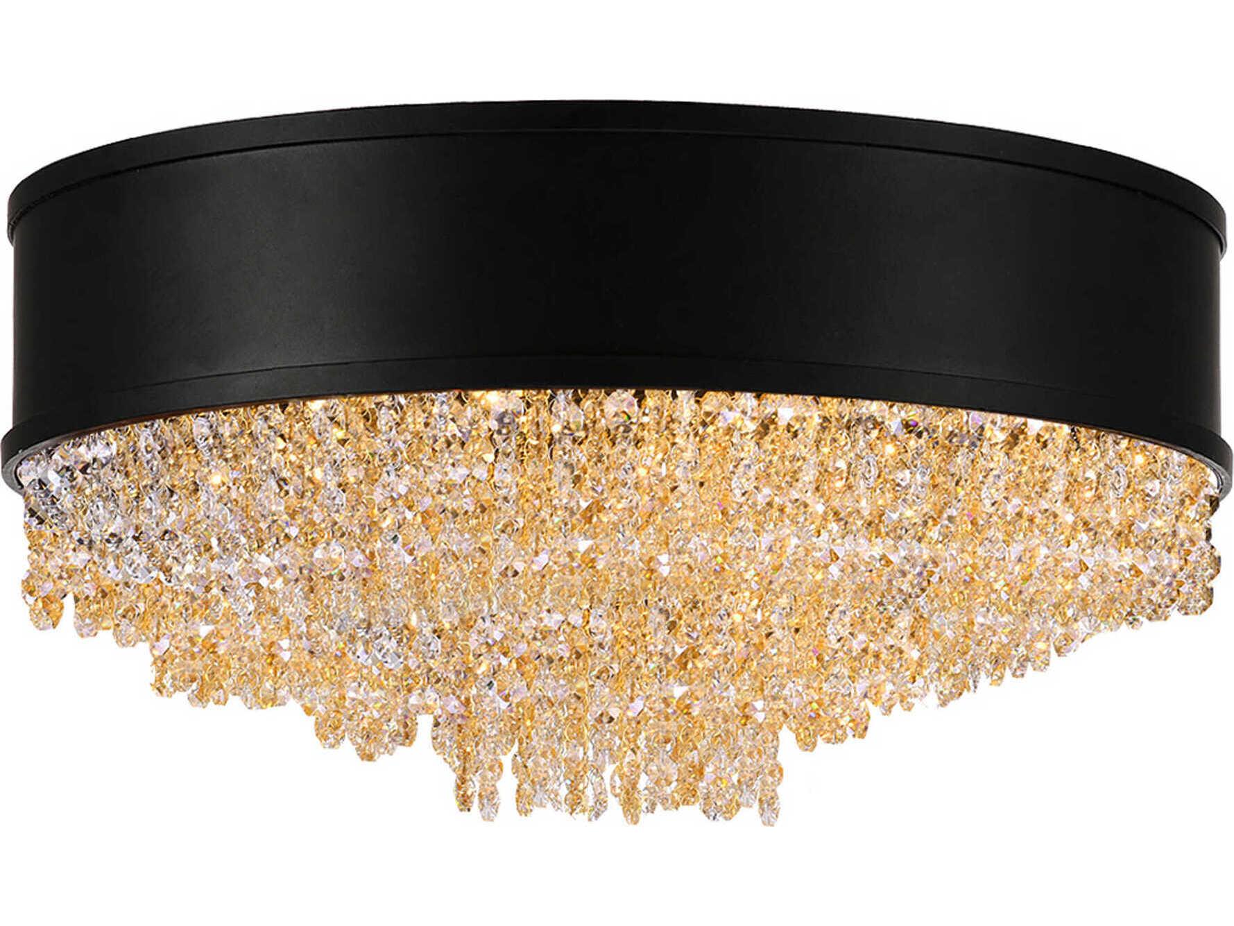 CWI Lighting Medina 7-Light Black Flush Mount