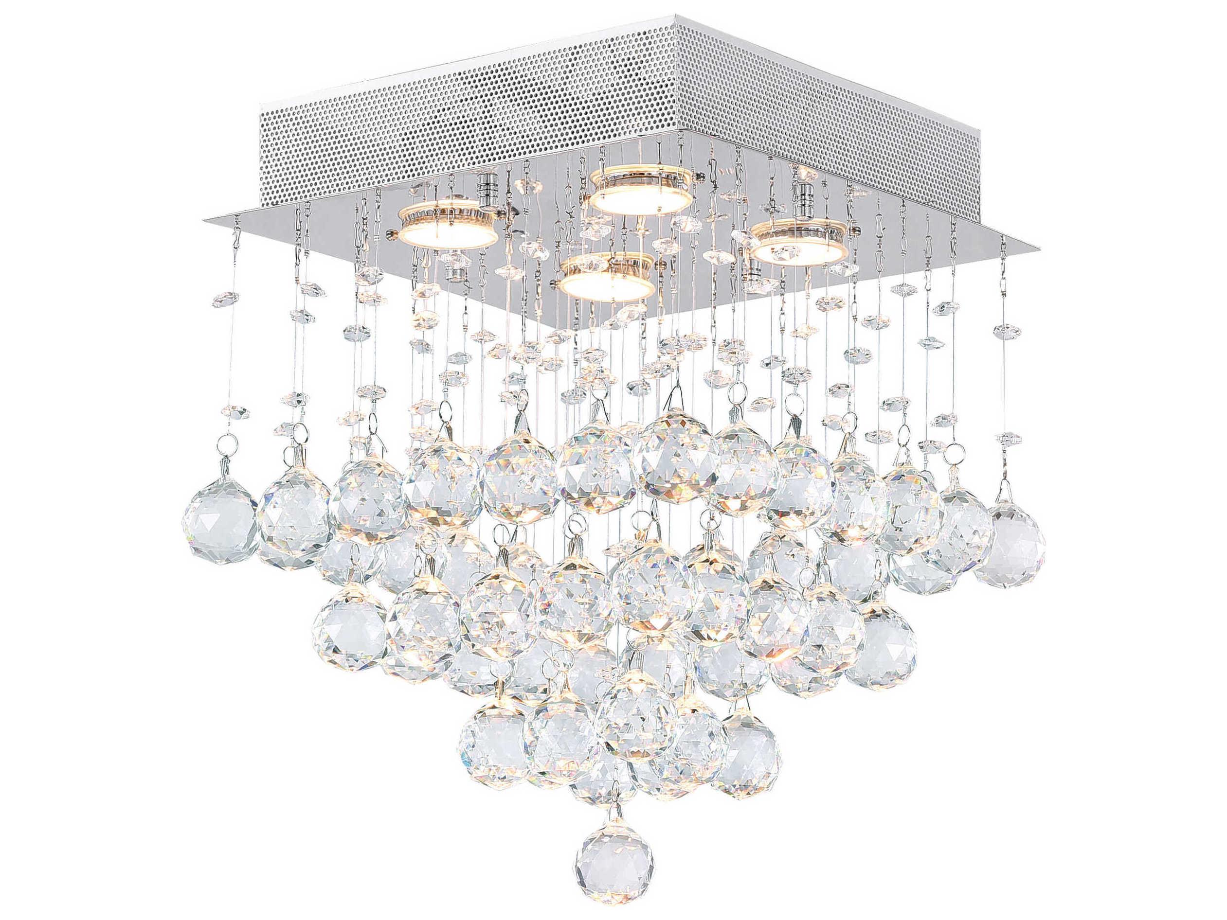 CWI Lighting Square 4-Light Chrome Flush Mount