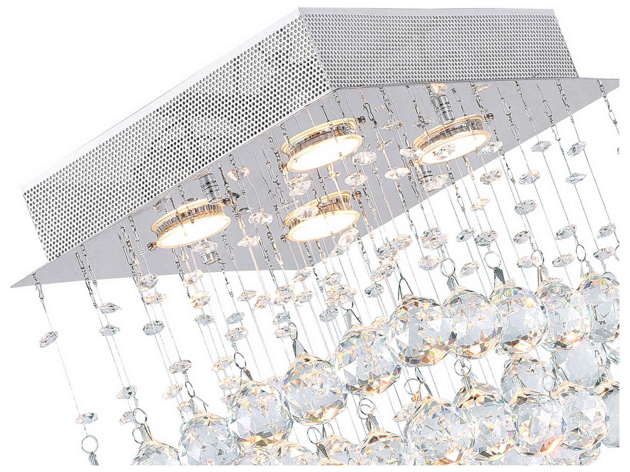 CWI Lighting Square 4-Light Chrome Flush Mount