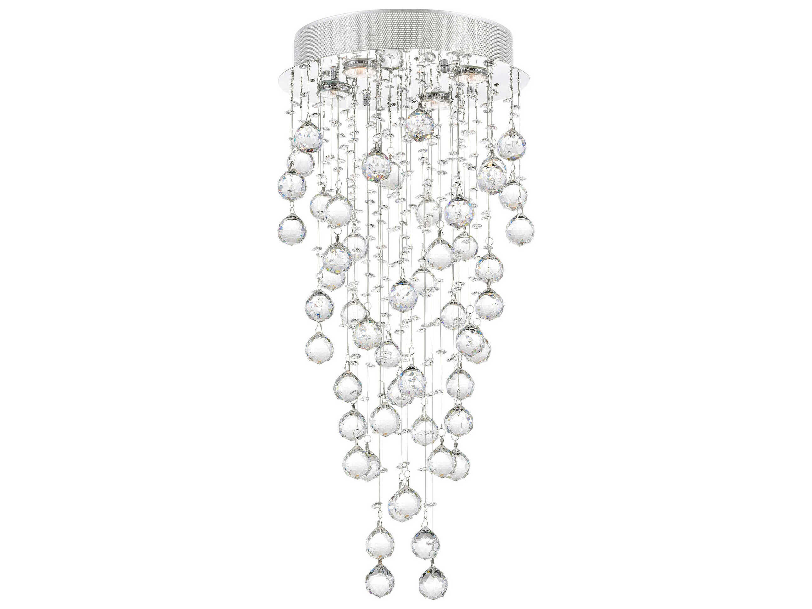 CWI Lighting Rain Drop 4-Light Chrome Globe Flush Mount