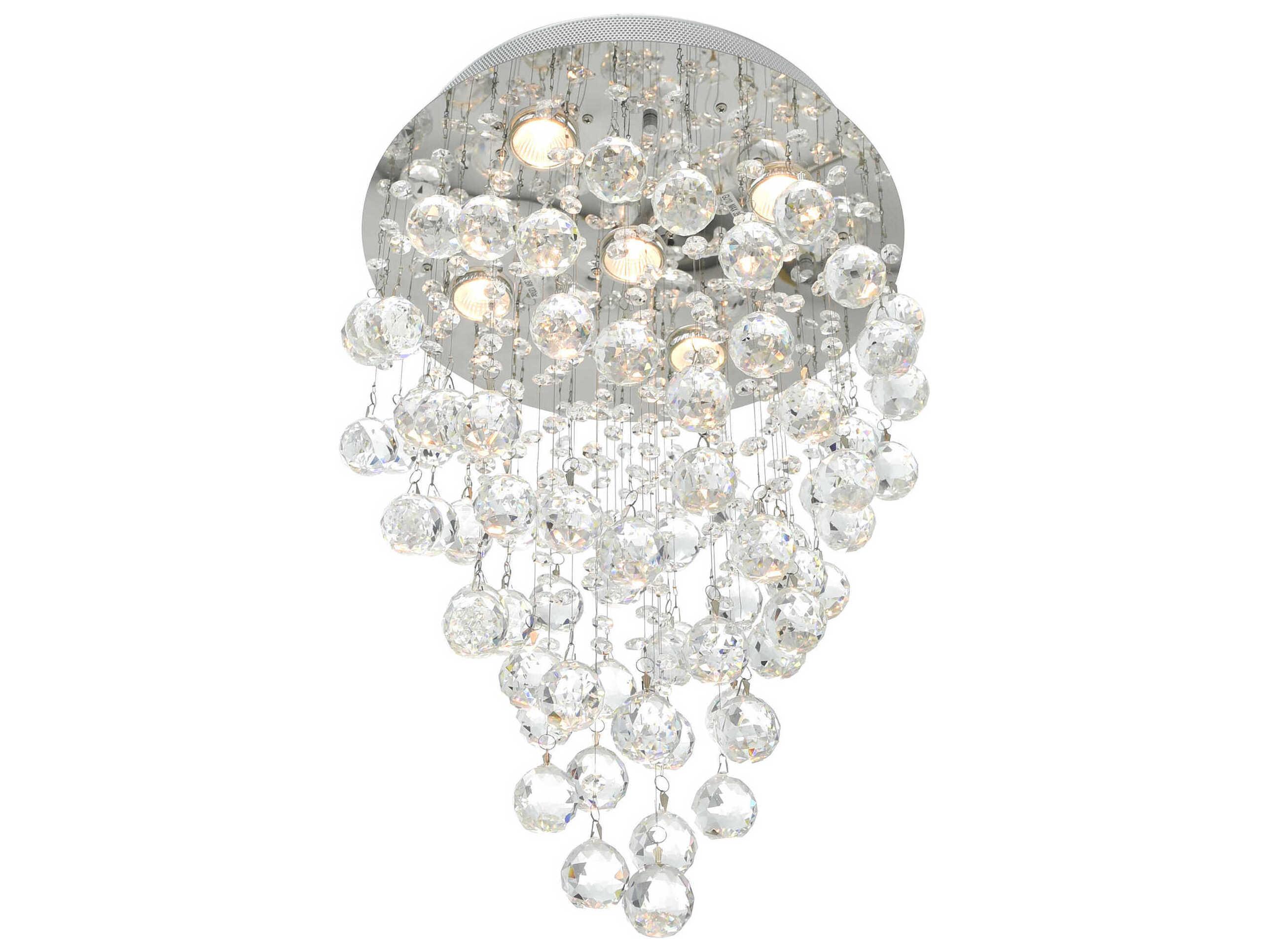 CWI Lighting Rain Drop 5-Light Chrome Globe Flush Mount