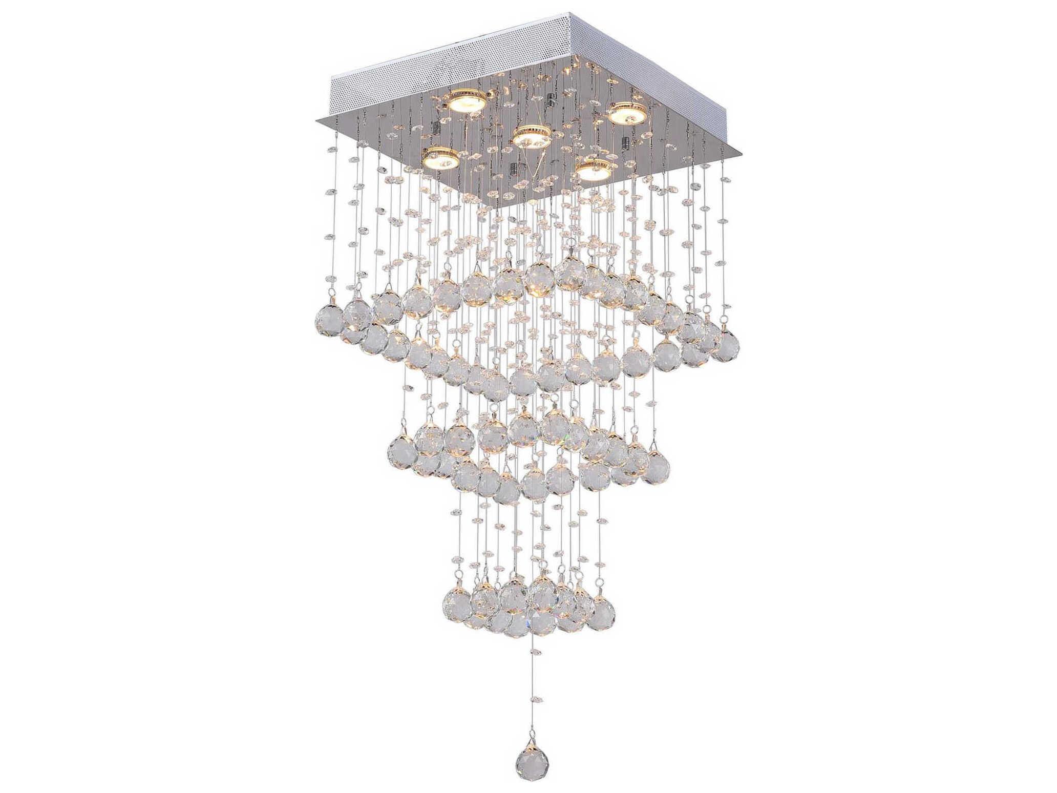 CWI Lighting Square 5-Light Chrome Flush Mount