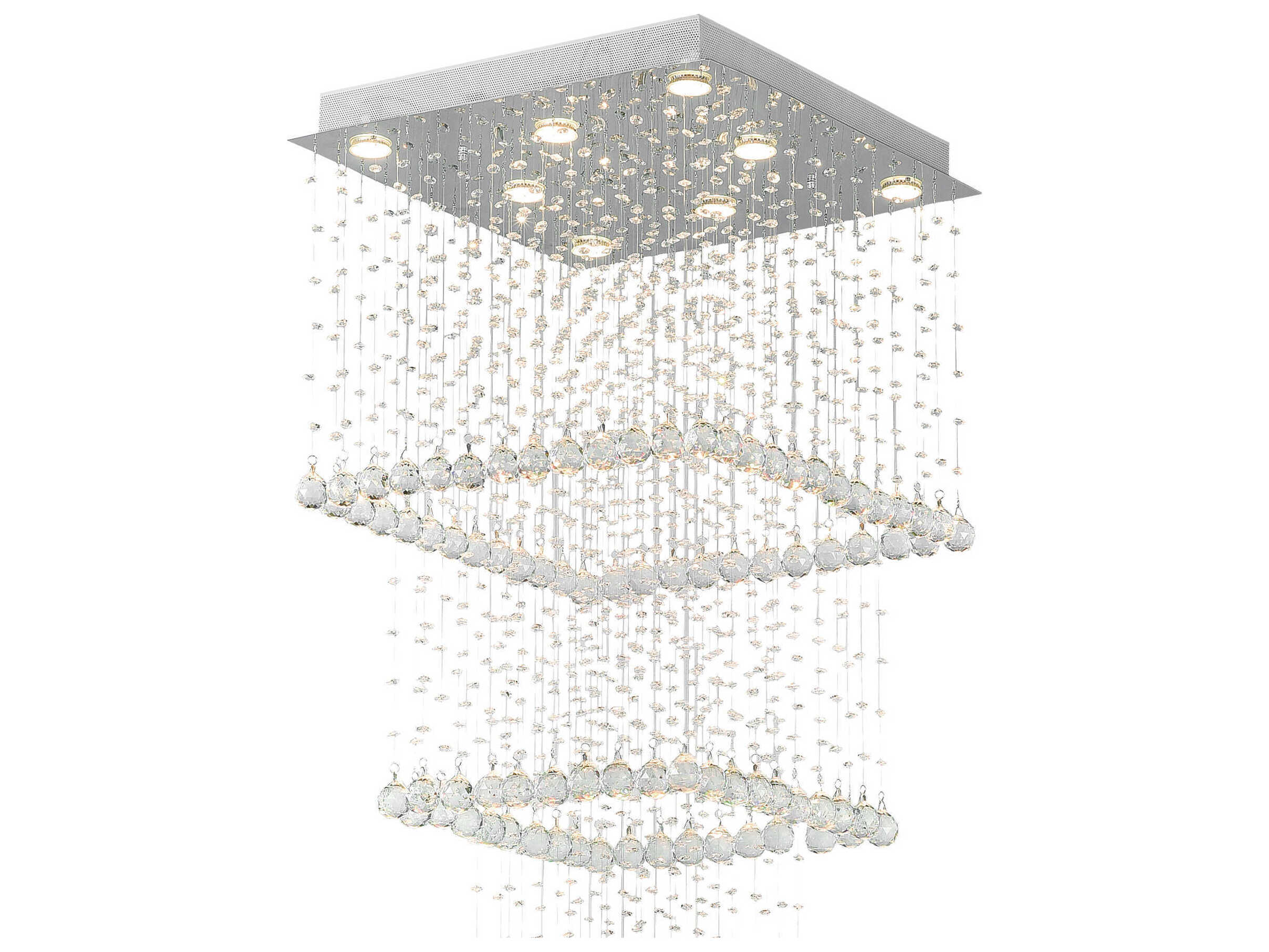 CWI Lighting Square 8-Light Chrome Flush Mount