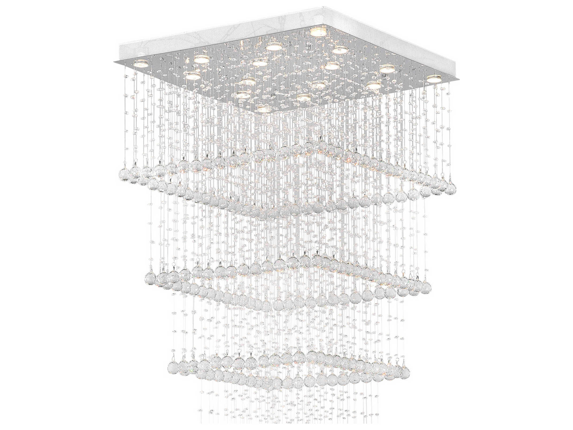 CWI Lighting Square 16-Light Chrome Flush Mount