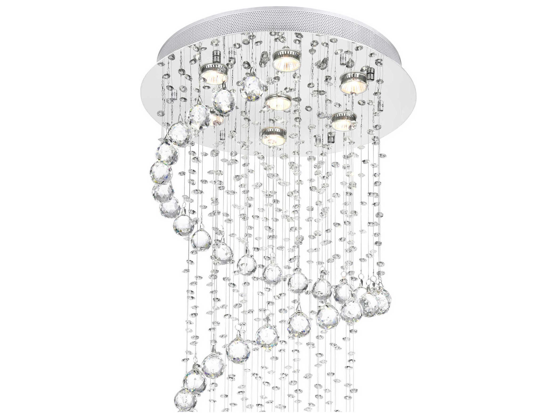 CWI Lighting Spiral 7-Light Chrome Flush Mount