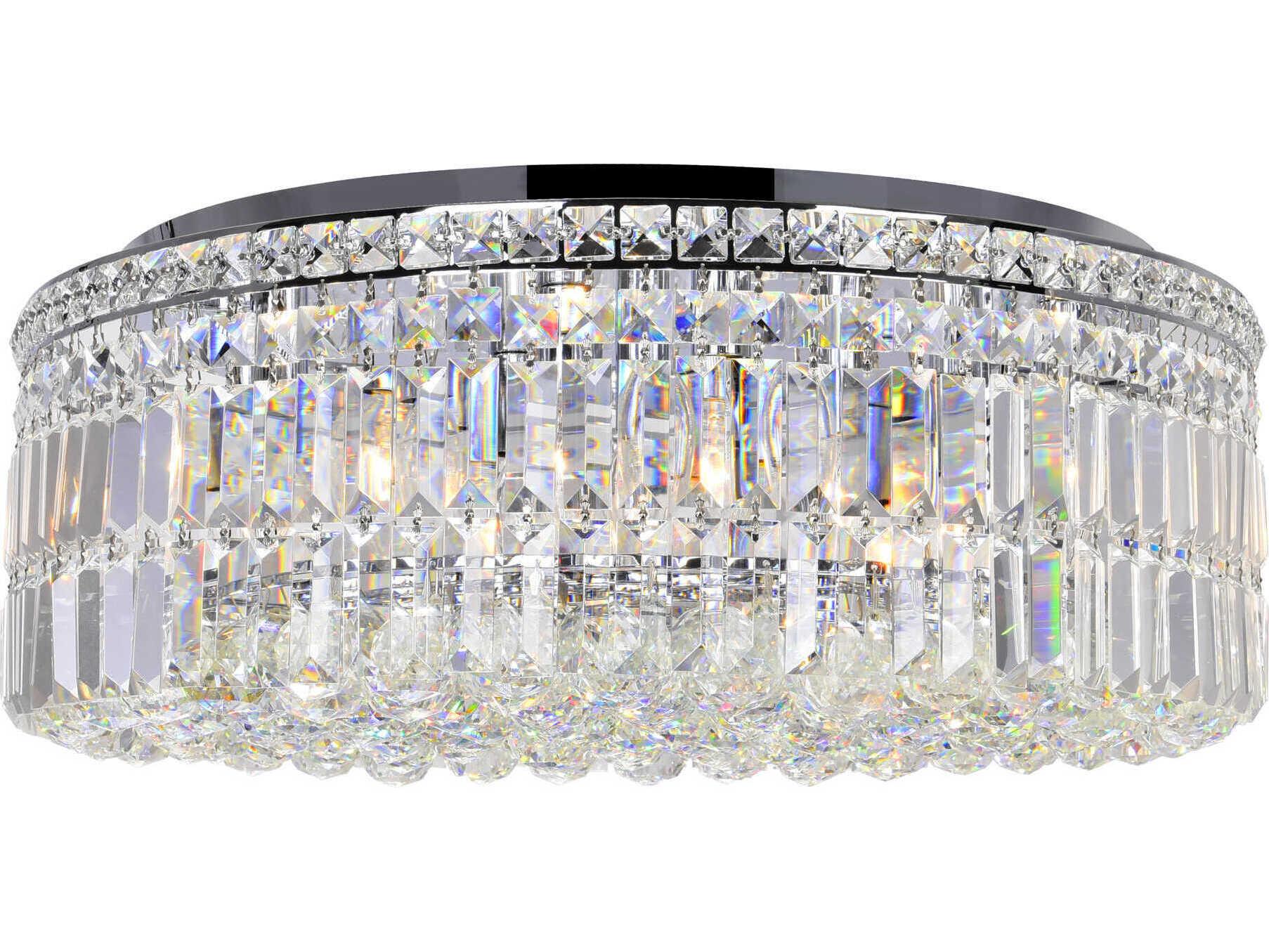 CWI Lighting Colosseum 10-Light Chrome Round Flush Mount