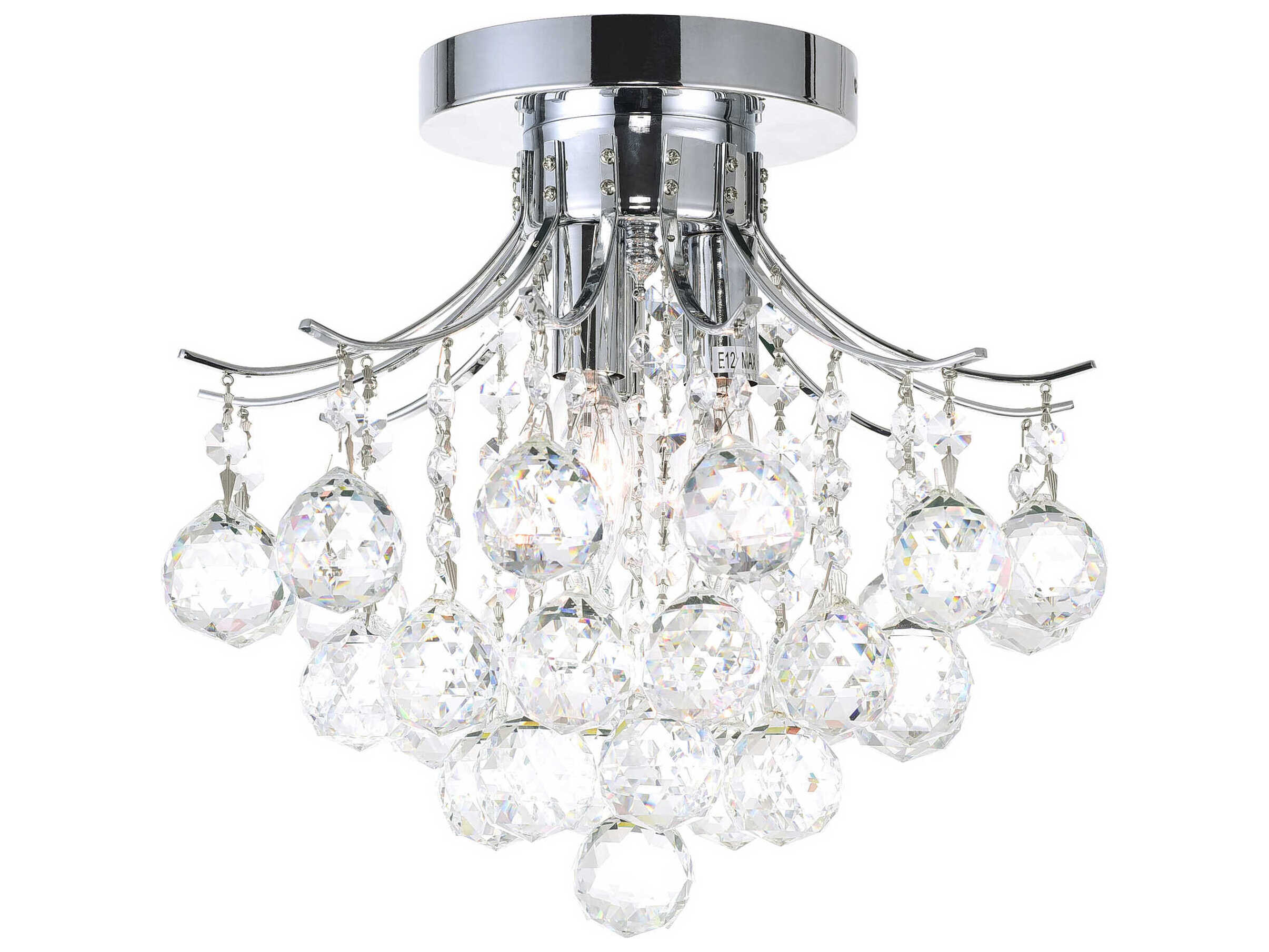 CWI Lighting Princess 3-Light Chrome Traditional Semi Flush Mount