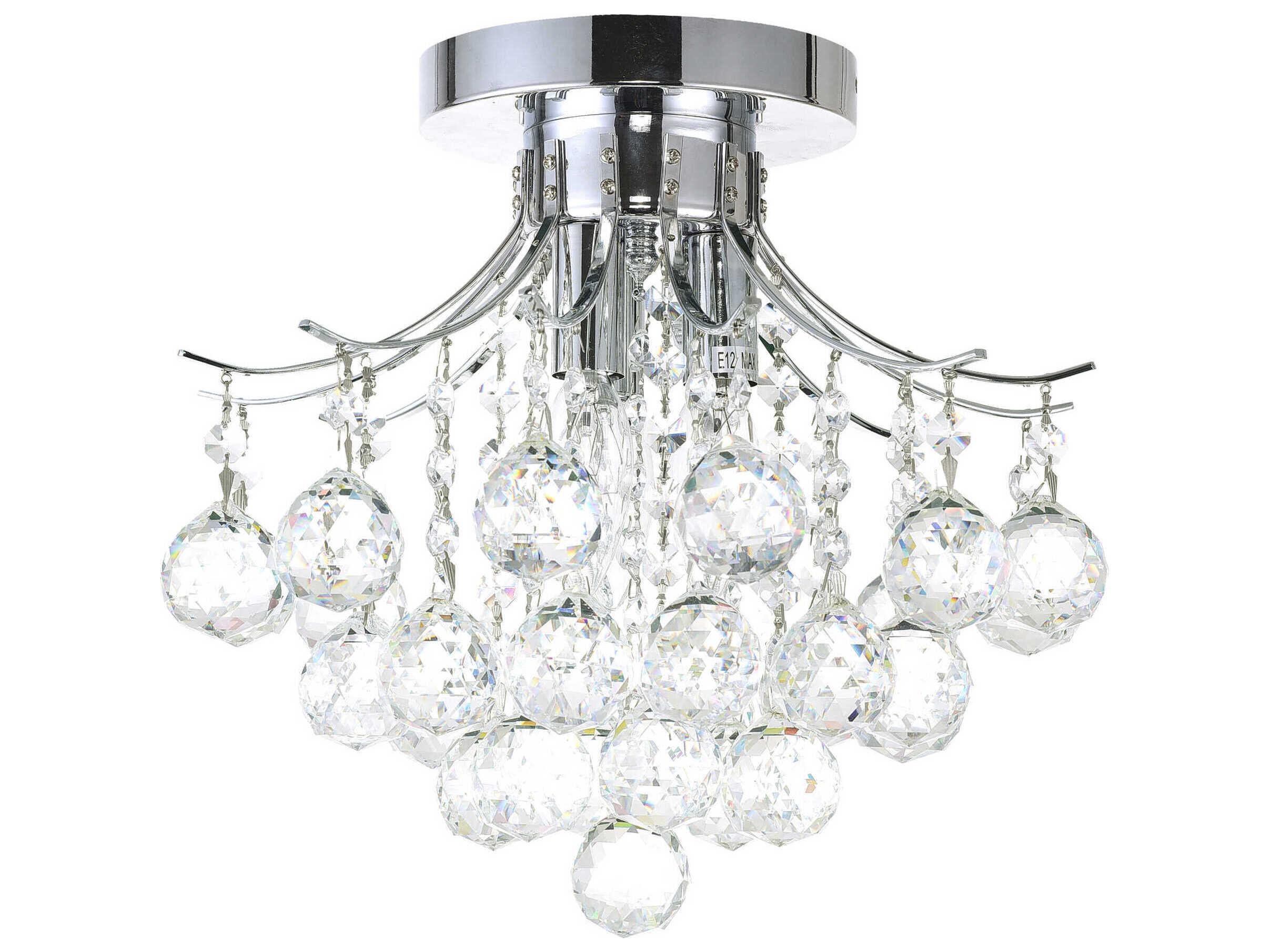 CWI Lighting Princess 3-Light Chrome Traditional Semi Flush Mount