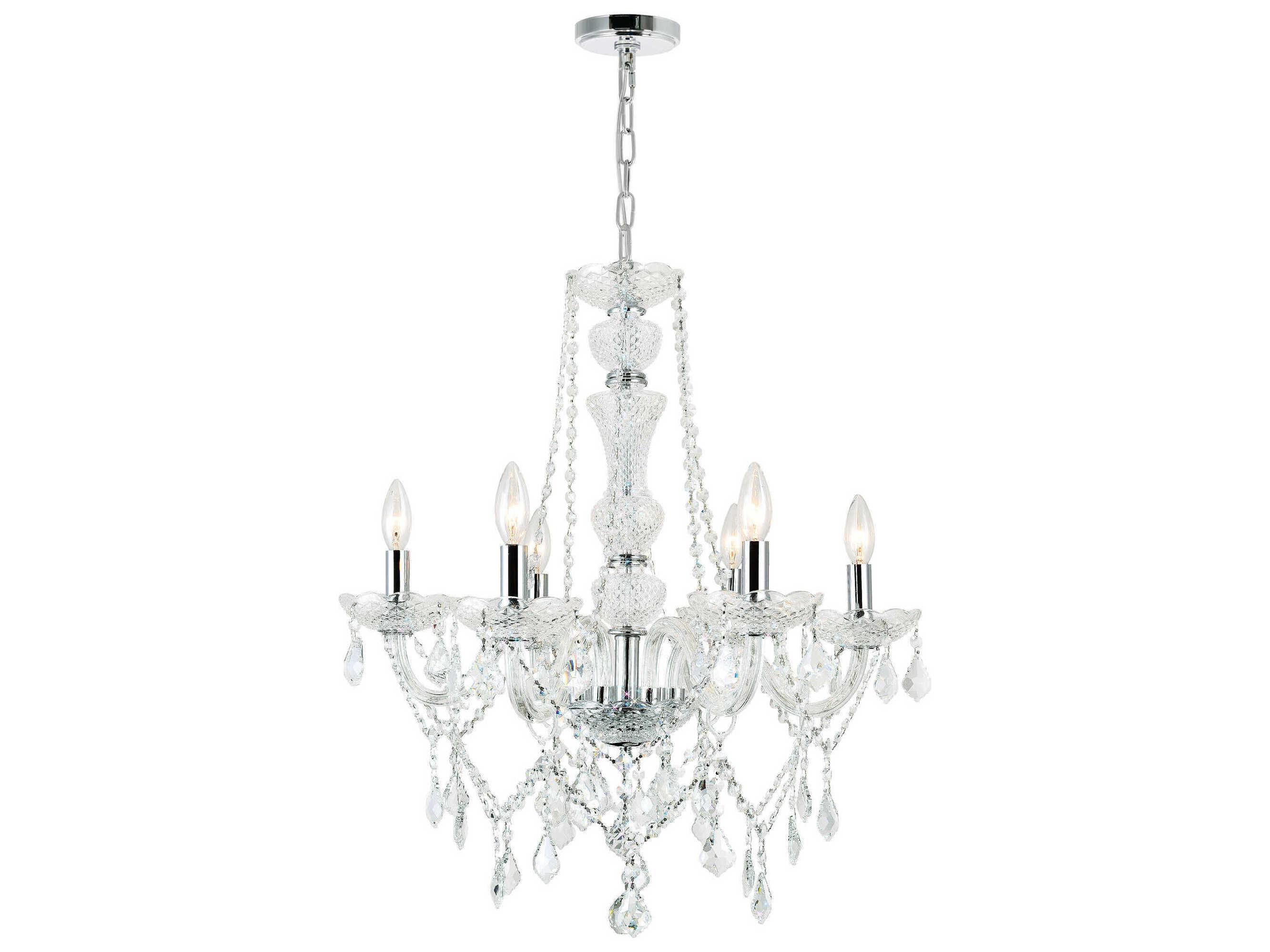 CWI Lighting Princeton 6-Light Chrome Traditional Candelabra Chandelier