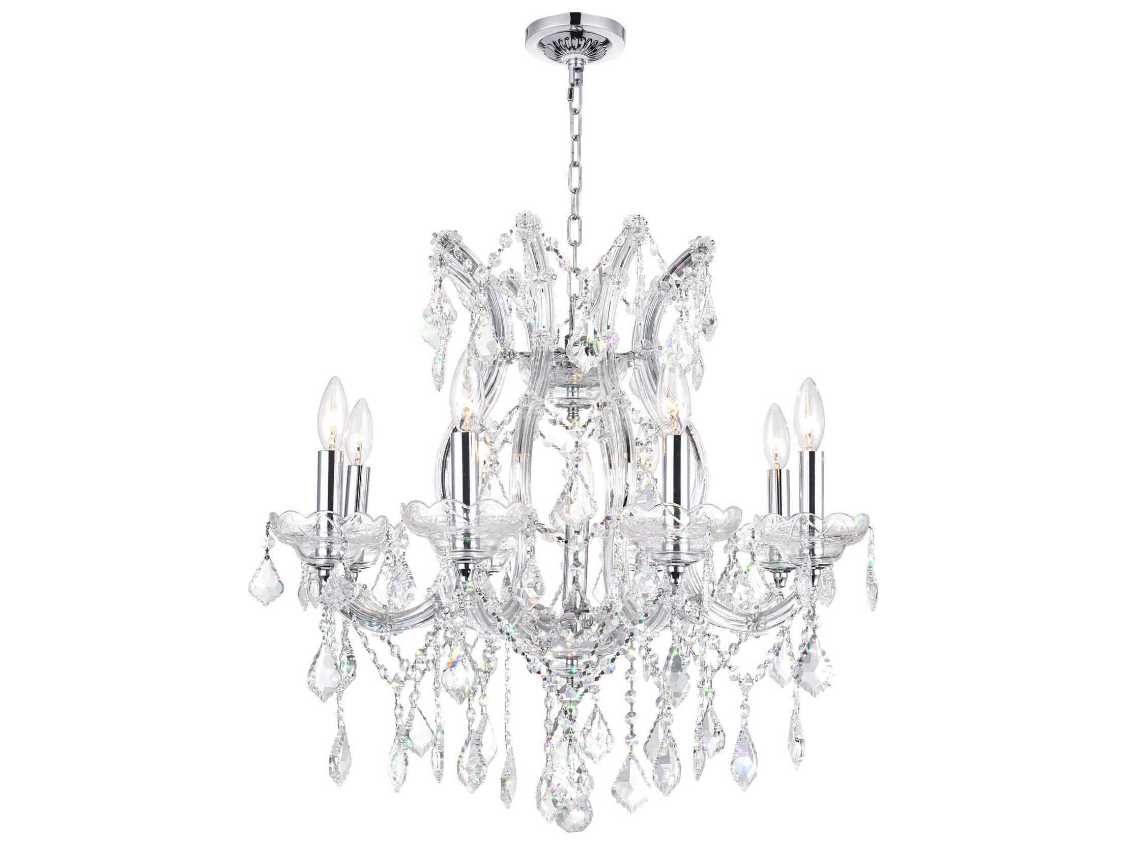 CWI Lighting Maria Theresa 9-Light Chrome Traditional Candelabra Chandelier