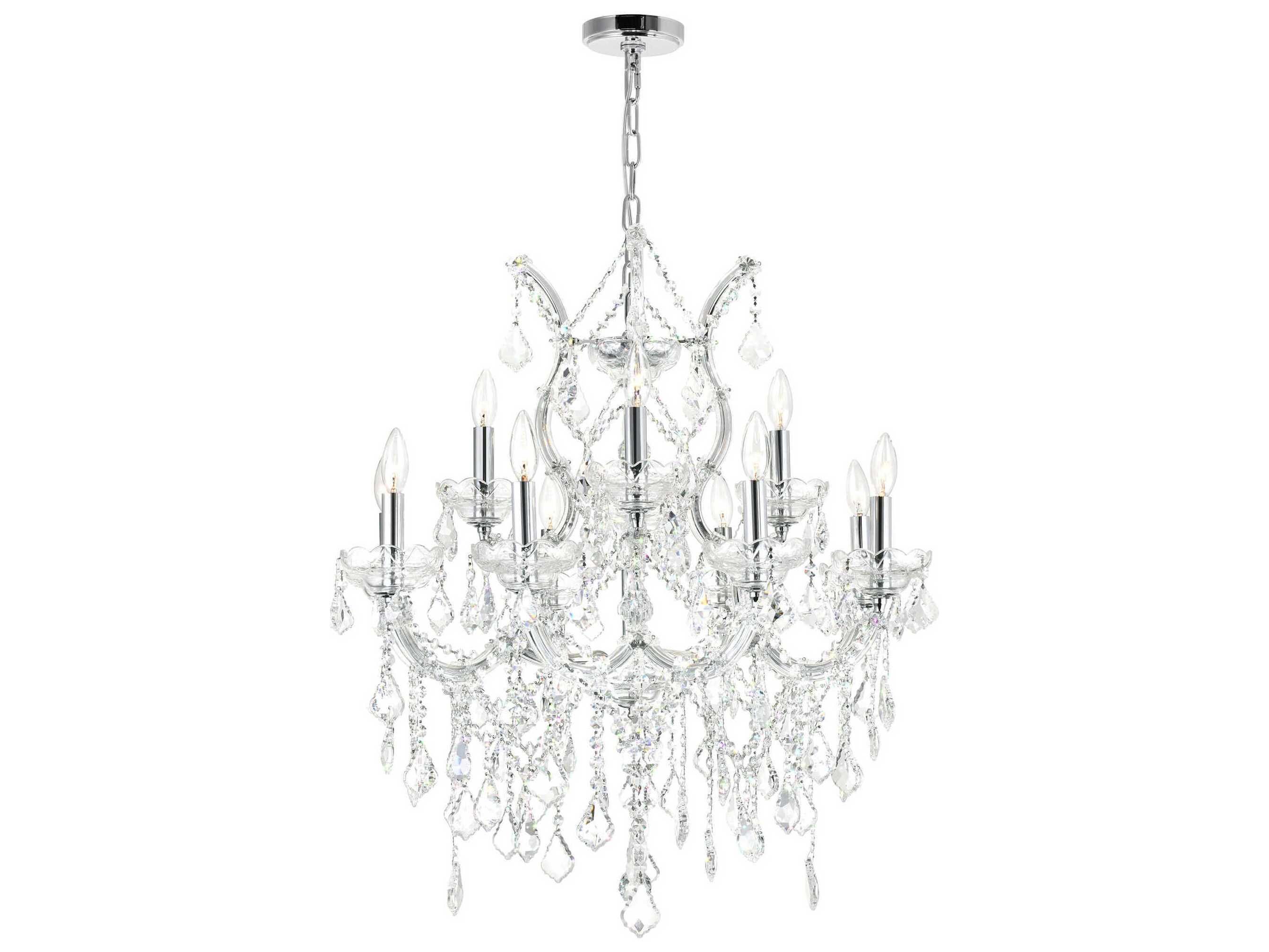 CWI Lighting Maria Theresa 13-Light Chrome Traditional Candelabra Chandelier