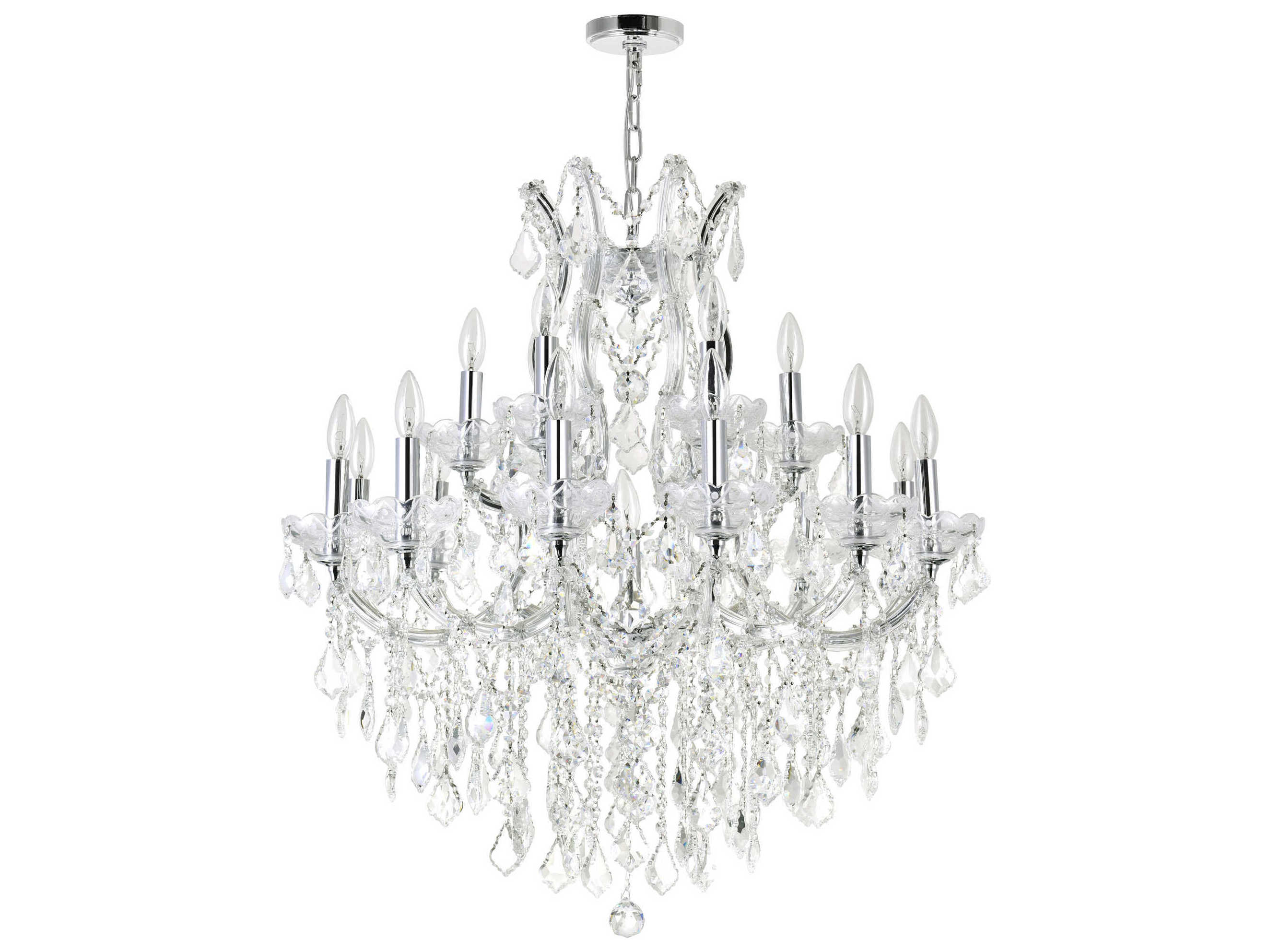 CWI Lighting Maria Theresa 19-Light Chrome Traditional Candelabra Chandelier