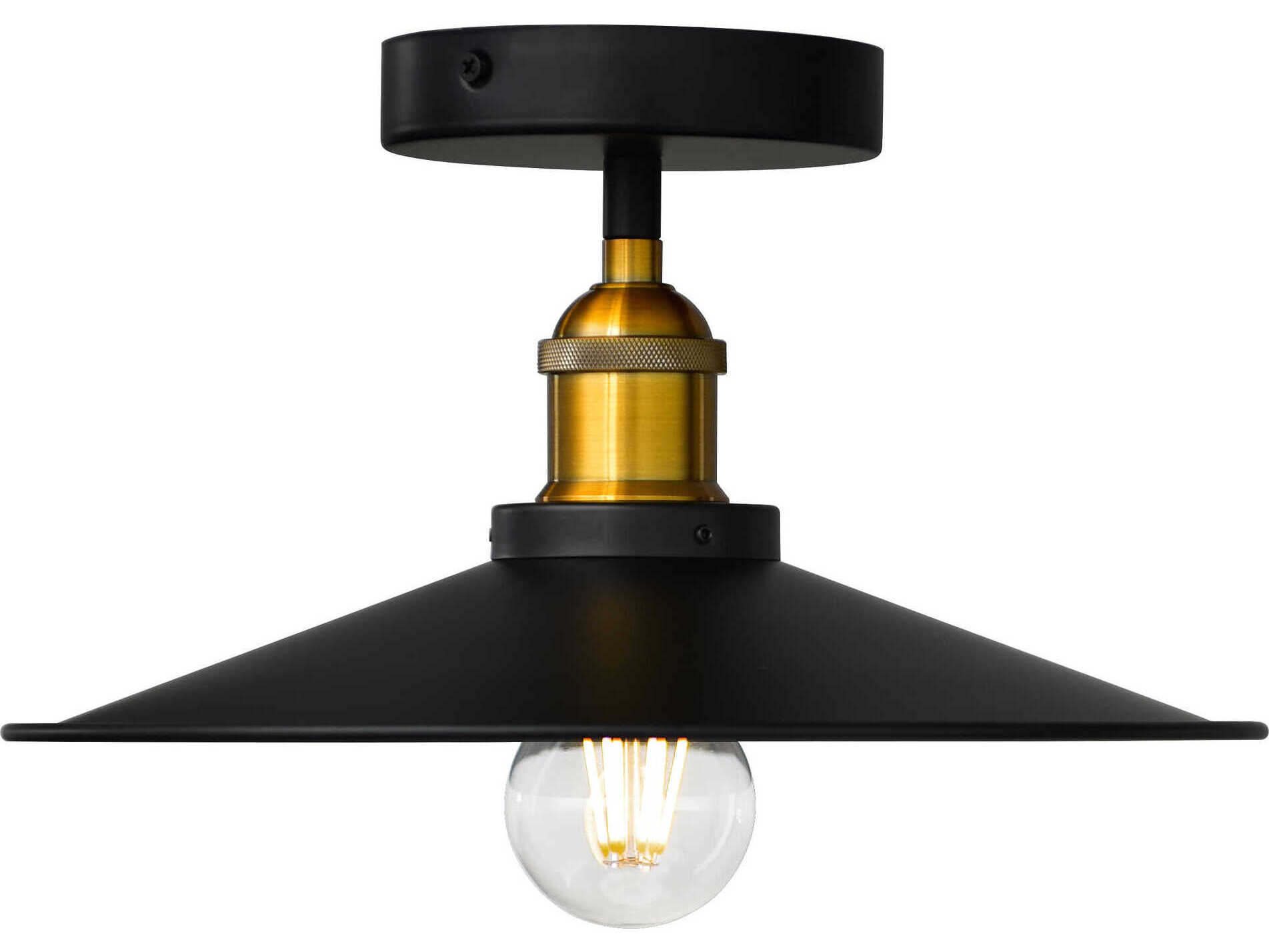CWI Lighting Brave 1-Light Black Semi Flush Mount