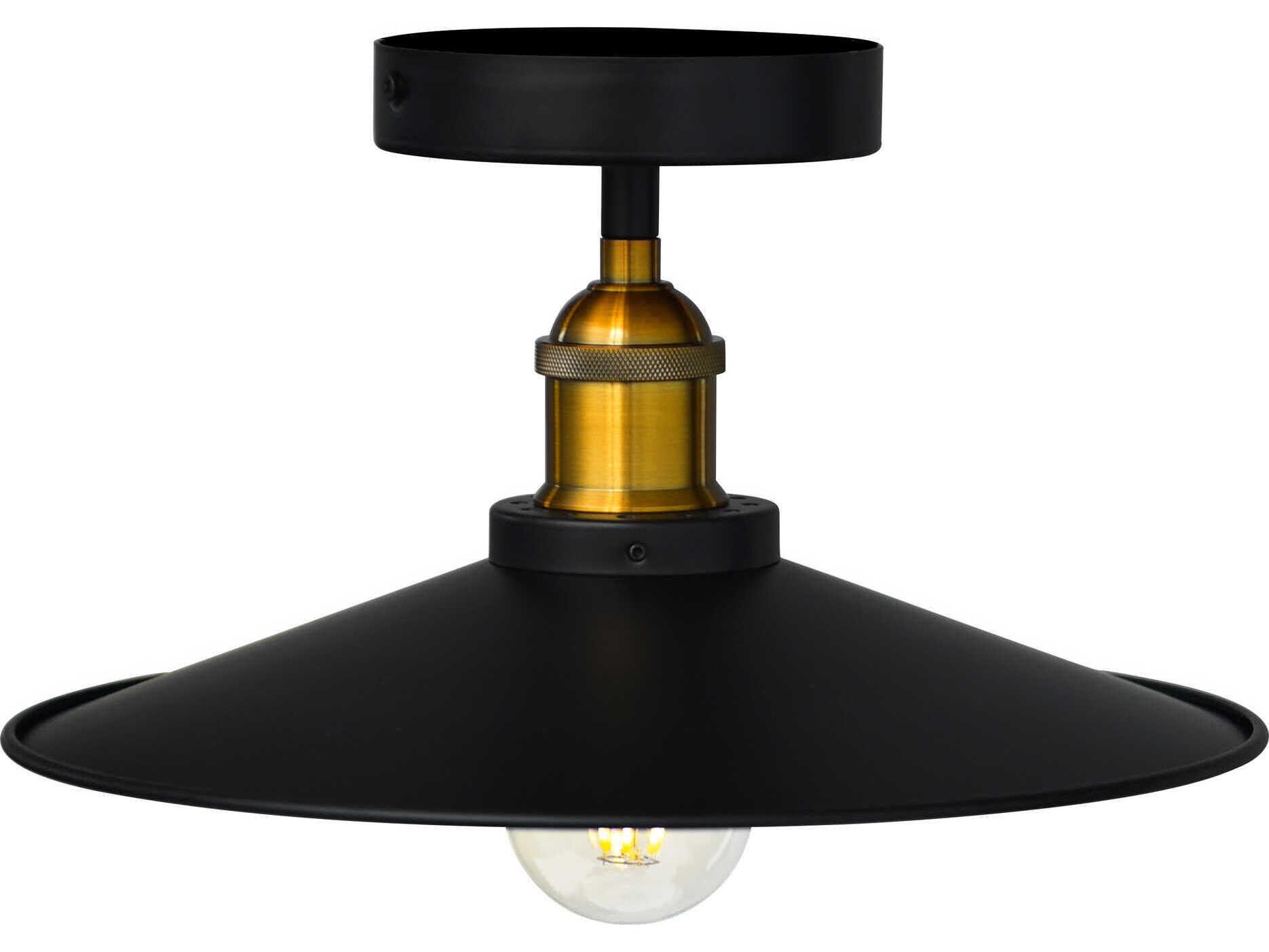 CWI Lighting Brave 1-Light Black Semi Flush Mount