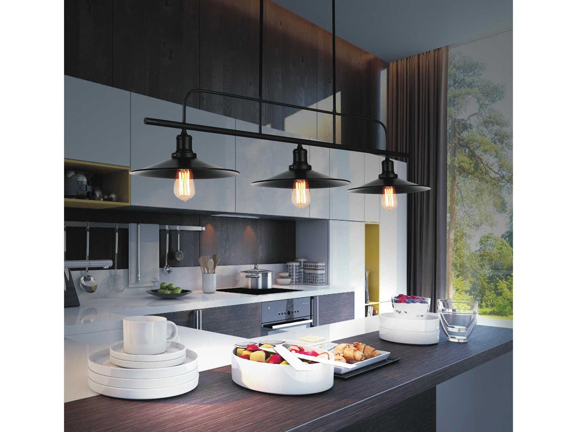 CWI Lighting Brave 3-Light Black Island Pendant