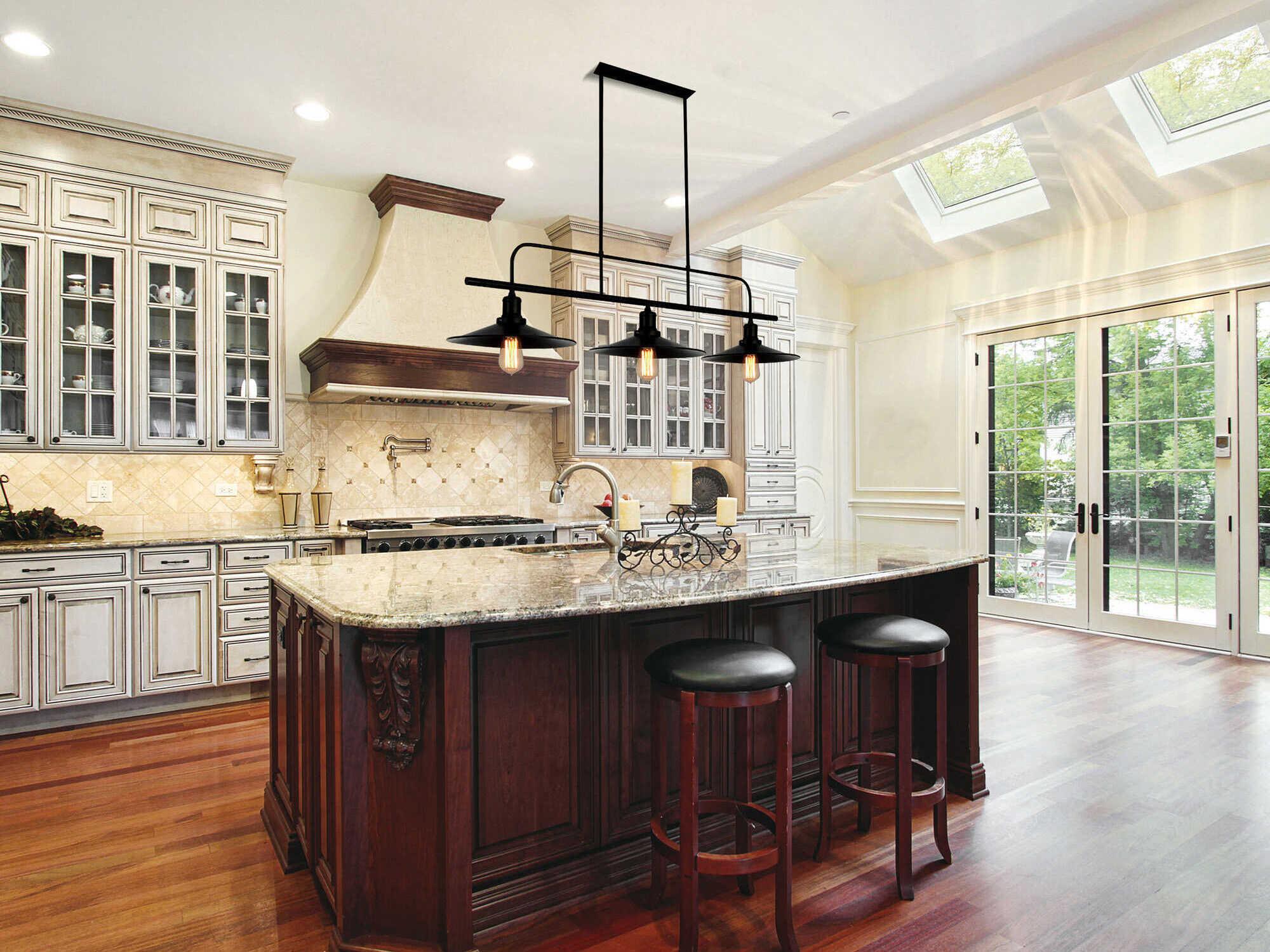 CWI Lighting Brave 3-Light Black Island Pendant