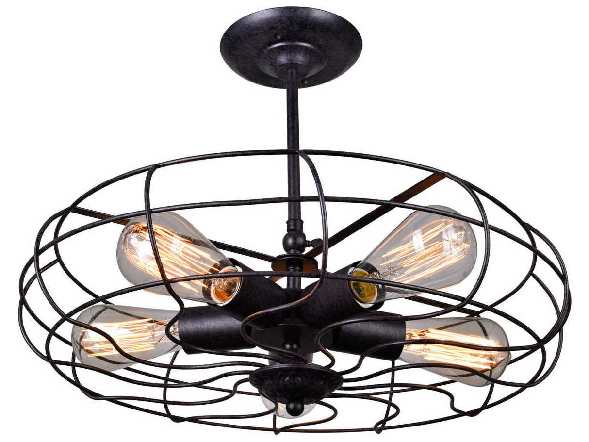 CWI Lighting Pamela 5-Light Rust Black Semi Flush Mount