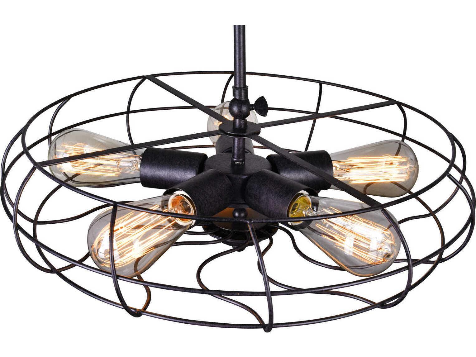 CWI Lighting Pamela 5-Light Rust Black Semi Flush Mount