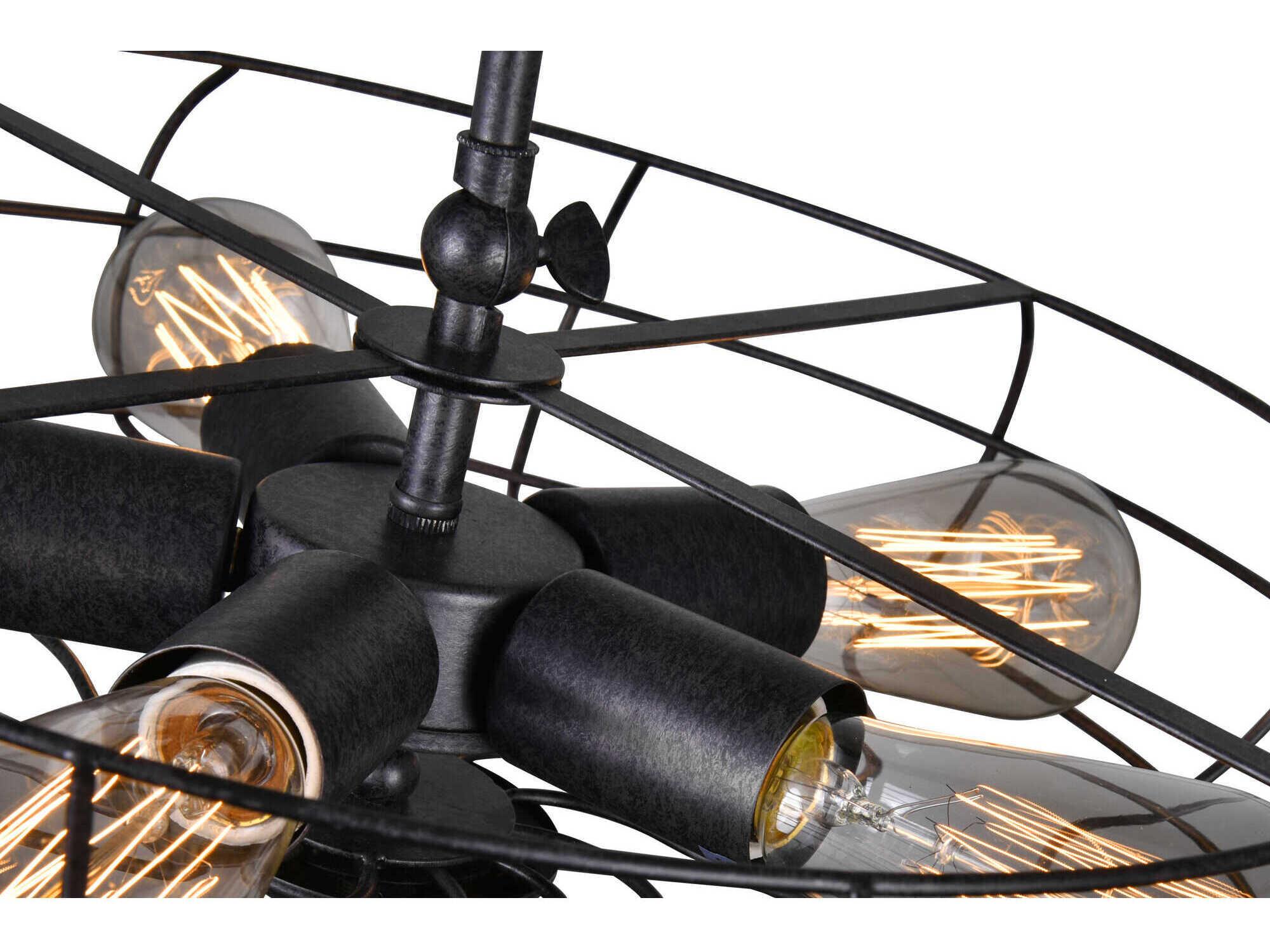 CWI Lighting Pamela 5-Light Rust Black Semi Flush Mount