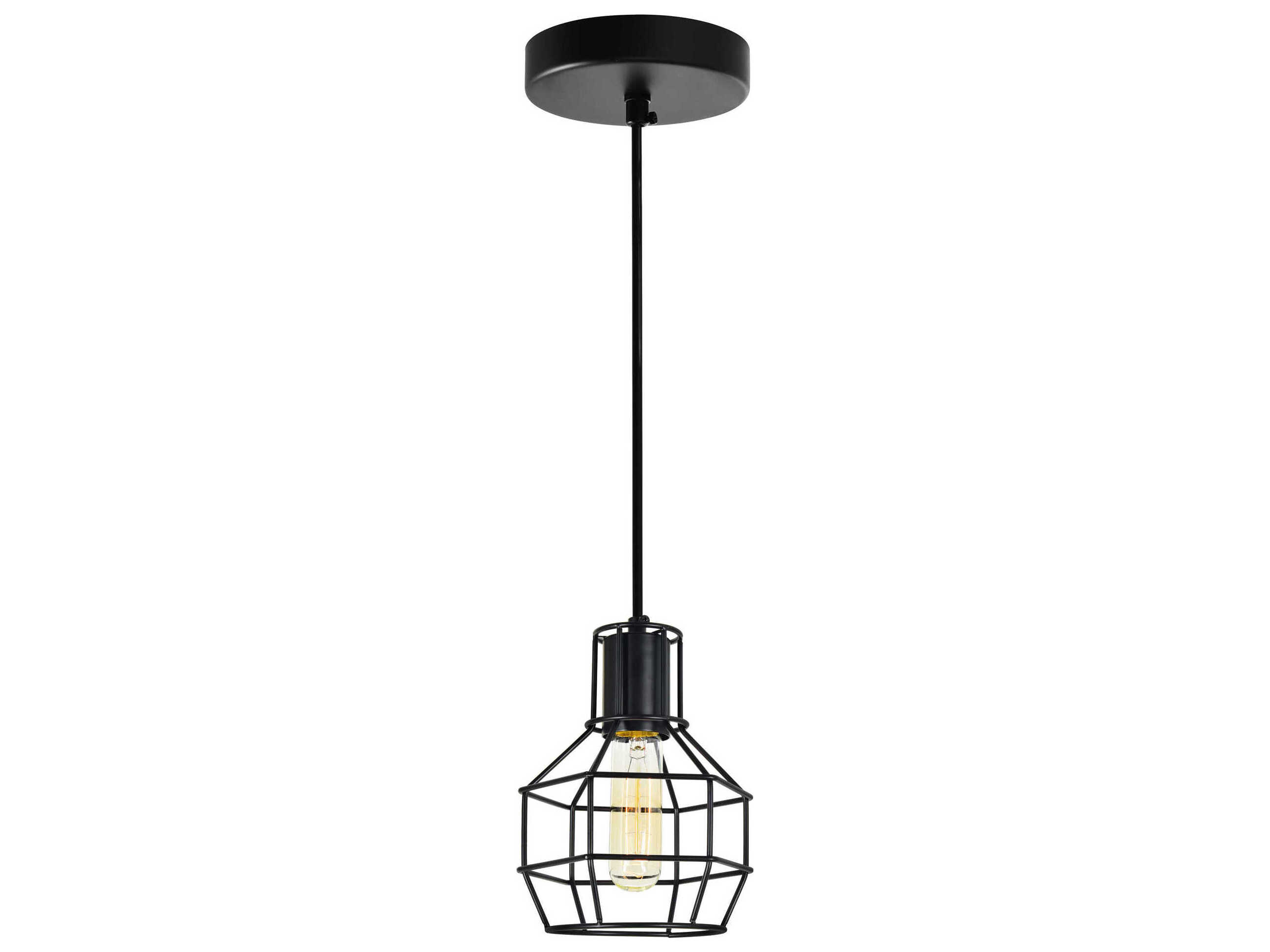 CWI Lighting Secure 1-Light Black Mini Pendant