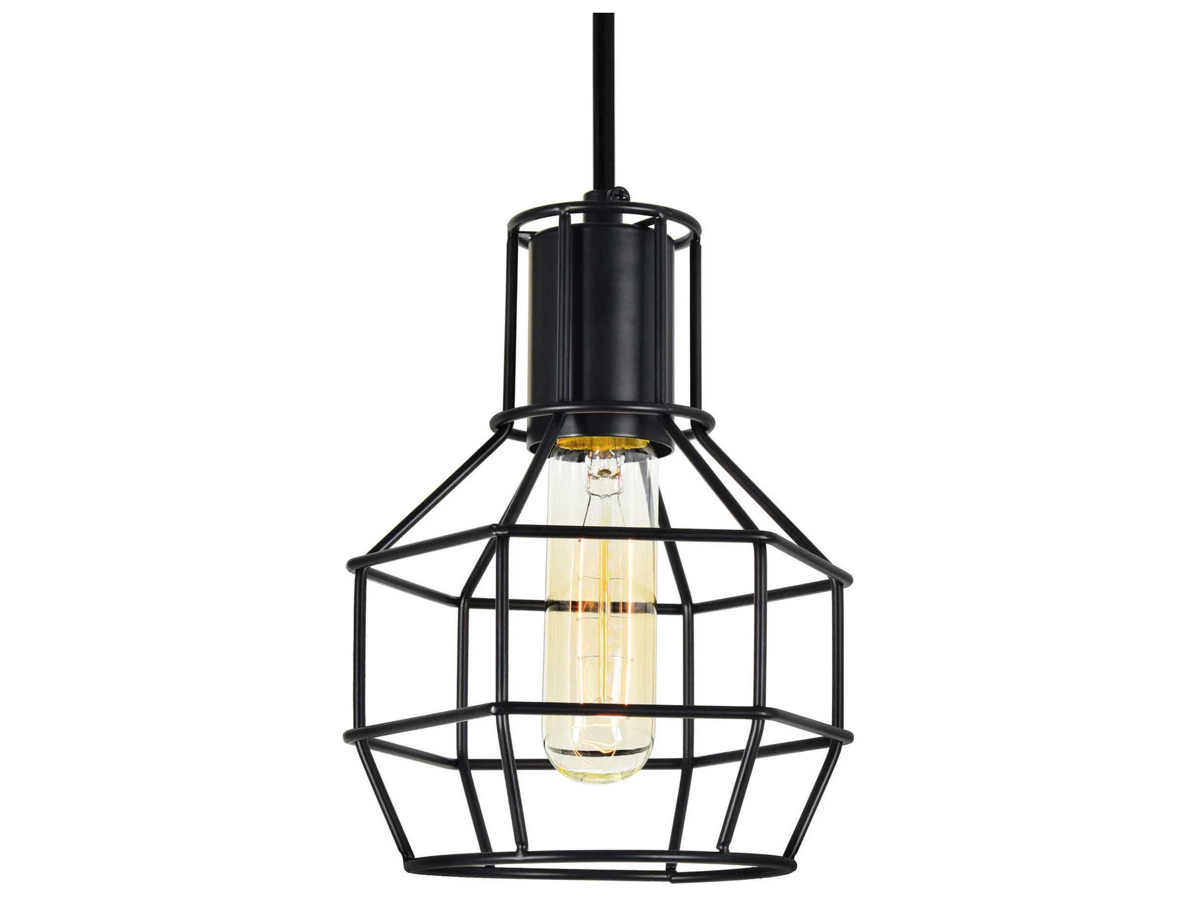 CWI Lighting Secure 1-Light Black Mini Pendant