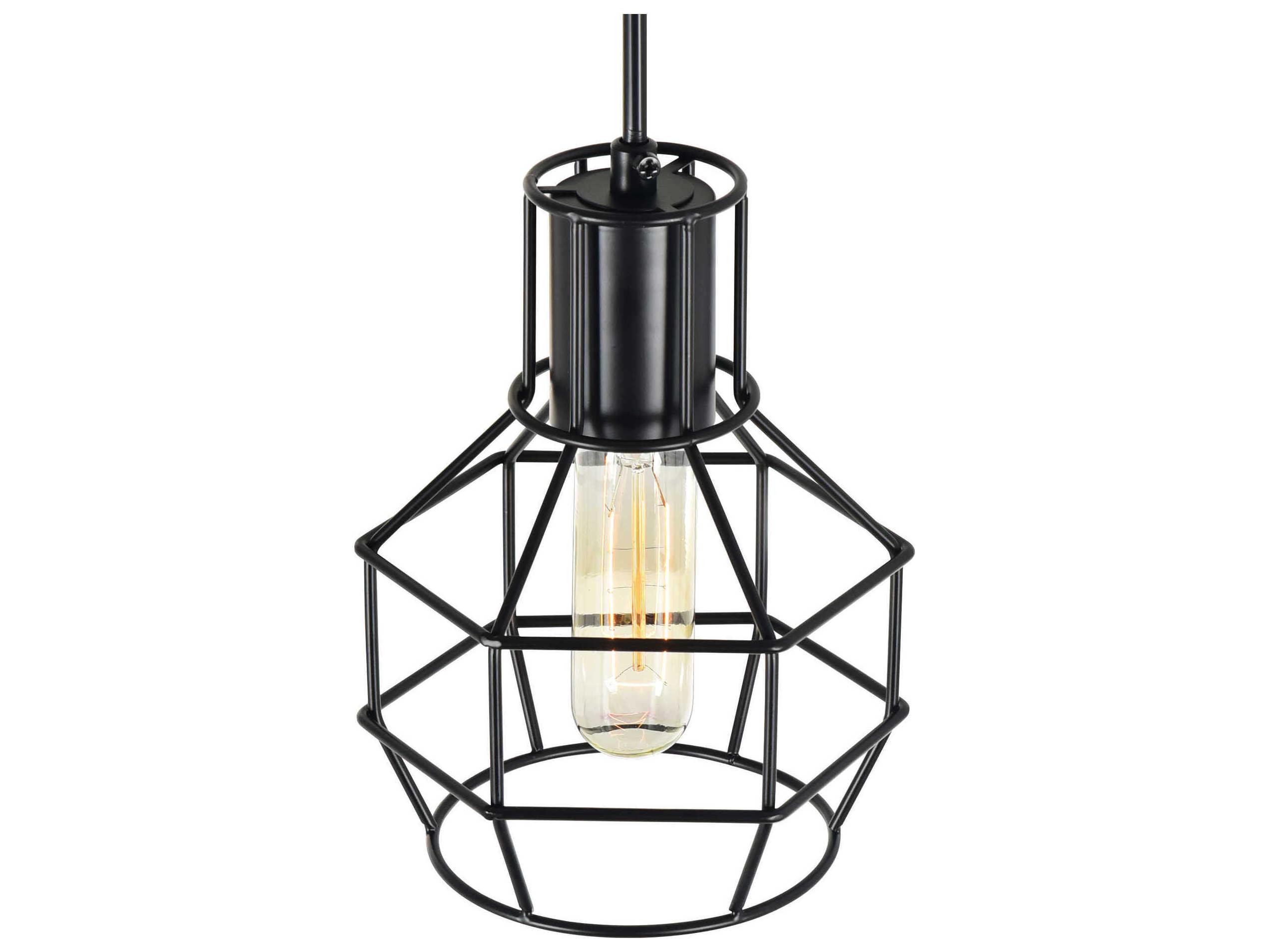 CWI Lighting Secure 1-Light Black Mini Pendant
