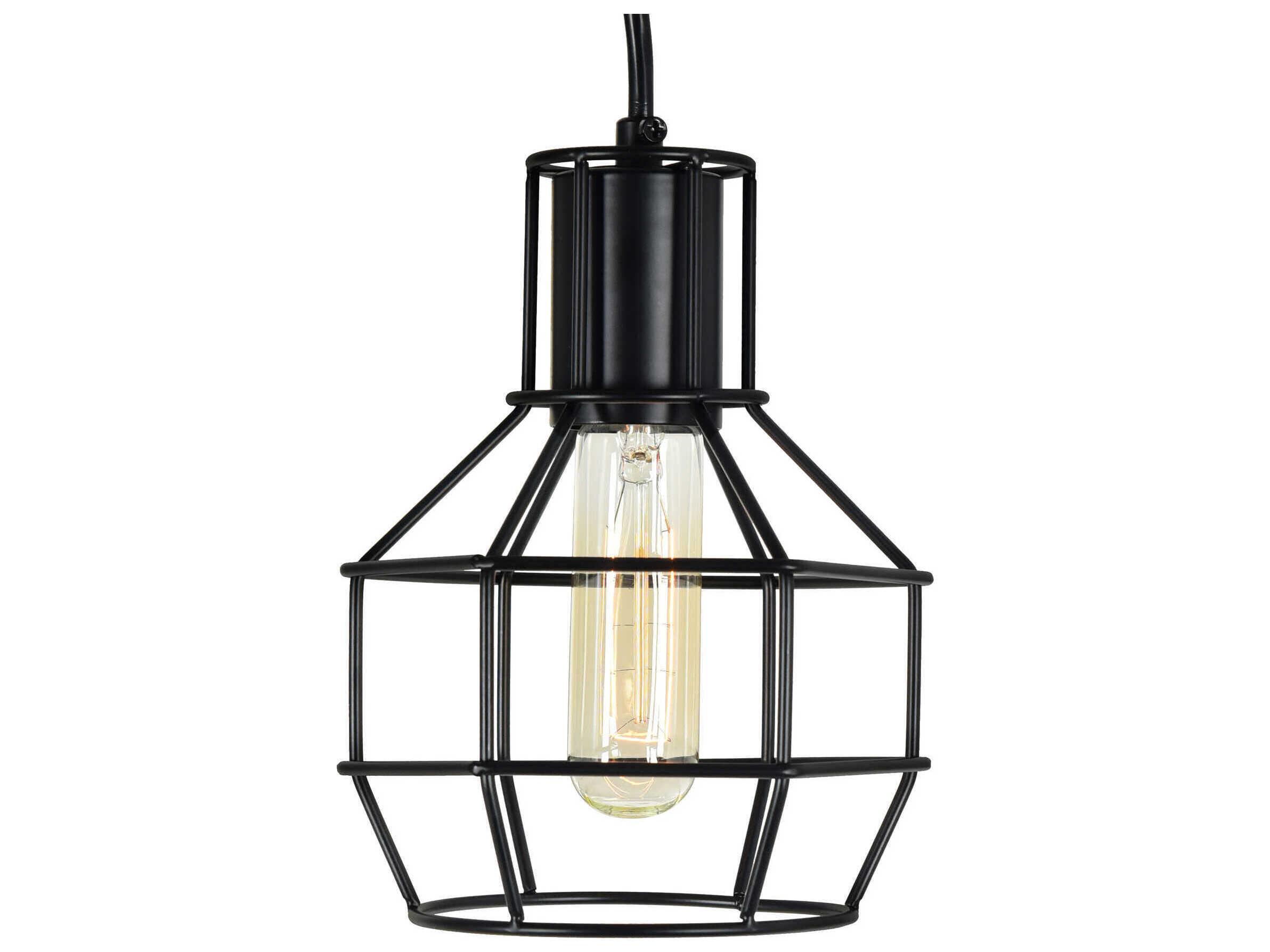 CWI Lighting Secure 1-Light Black Mini Pendant