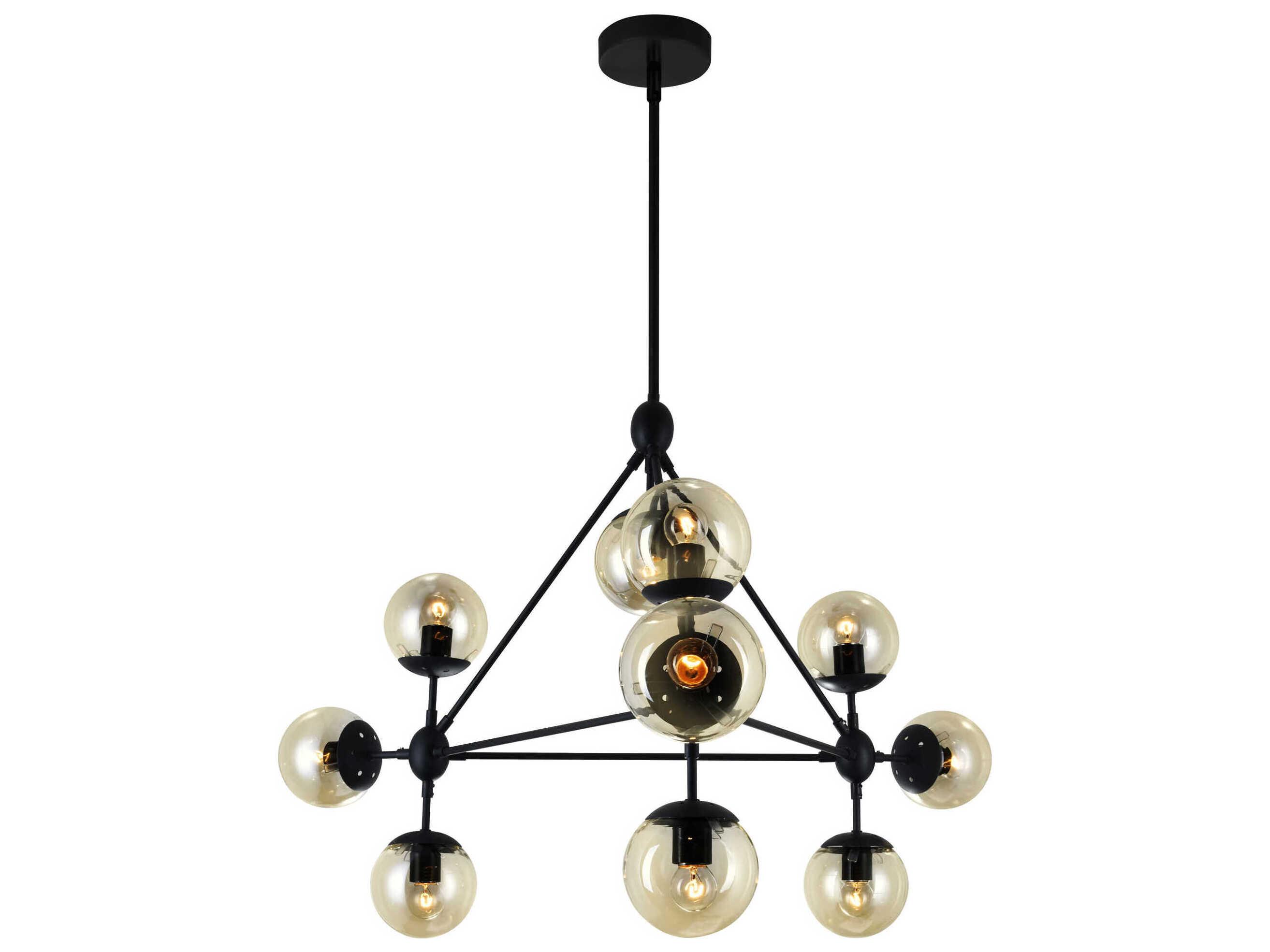 CWI Lighting Glow 10-Light Black Globe Sputnik Chandelier