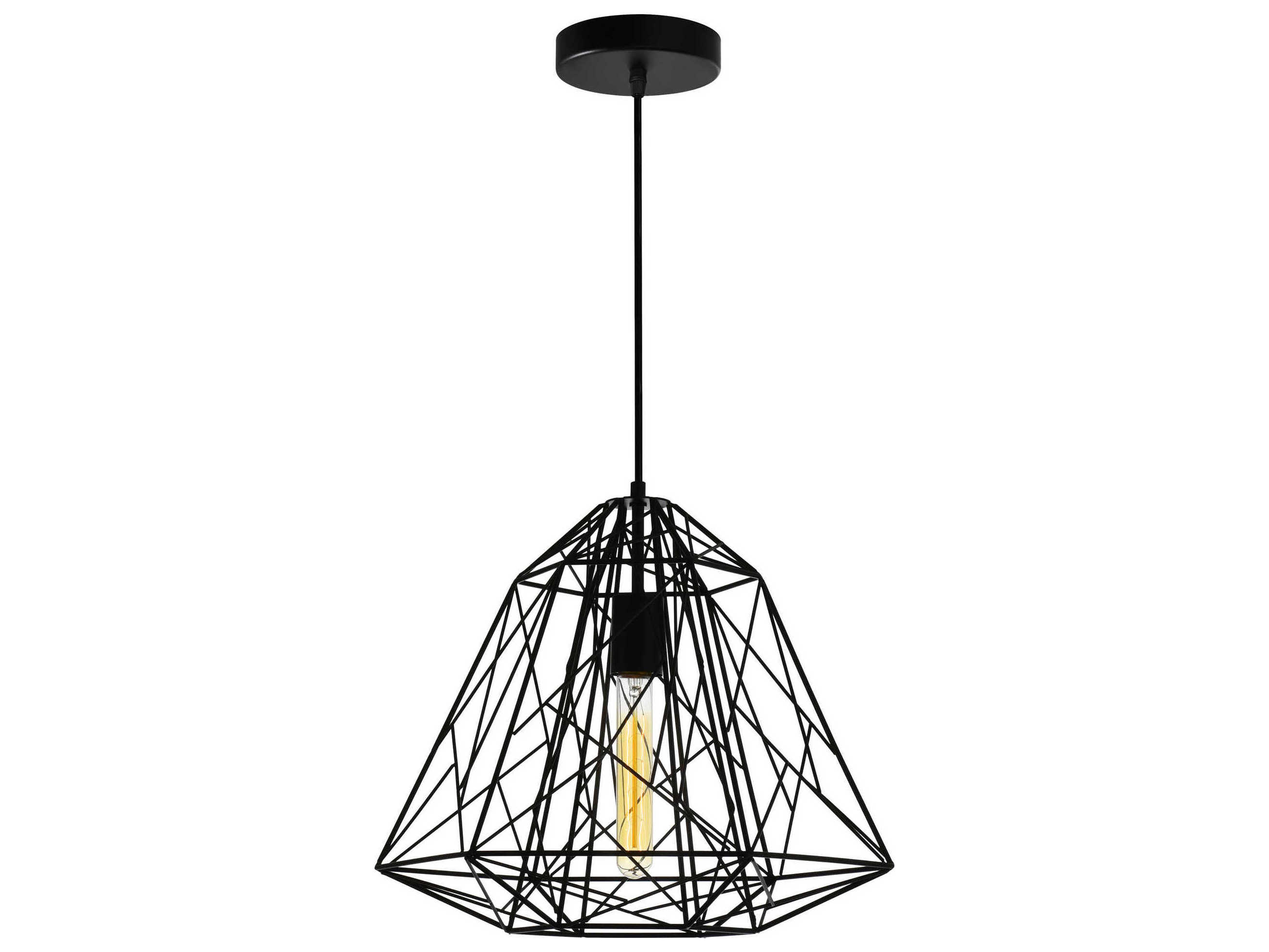 CWI Lighting Bagheera 1-Light Black Geometric Pendant