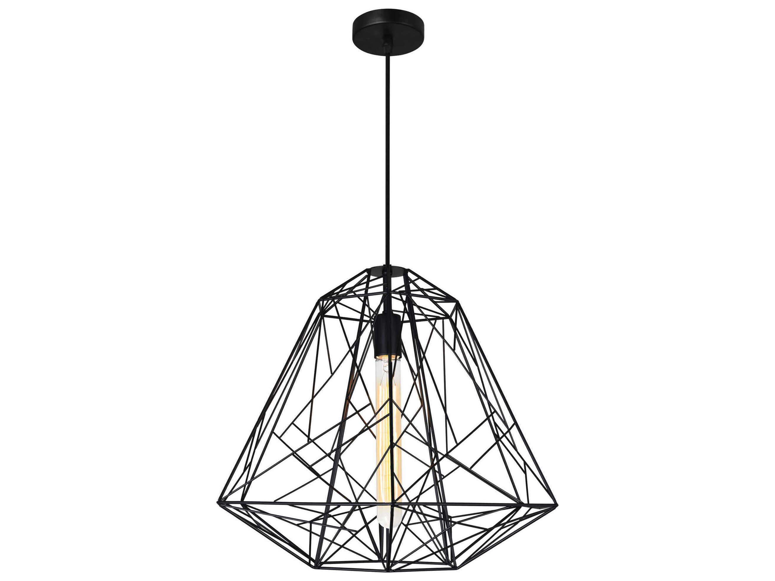 CWI Lighting Bagheera 1-Light Black Geometric Pendant