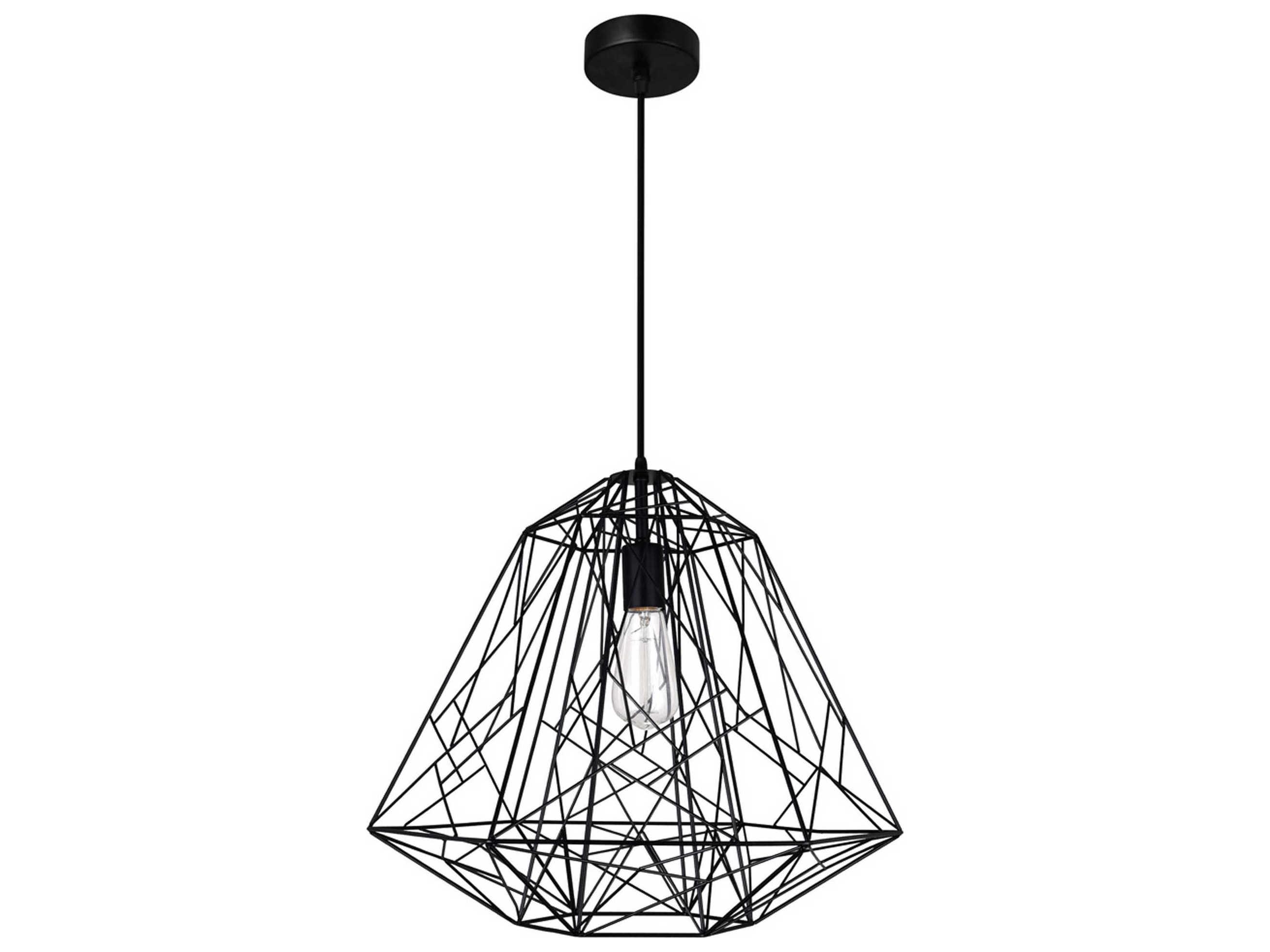 CWI Lighting Bagheera 1-Light Black Geometric Pendant