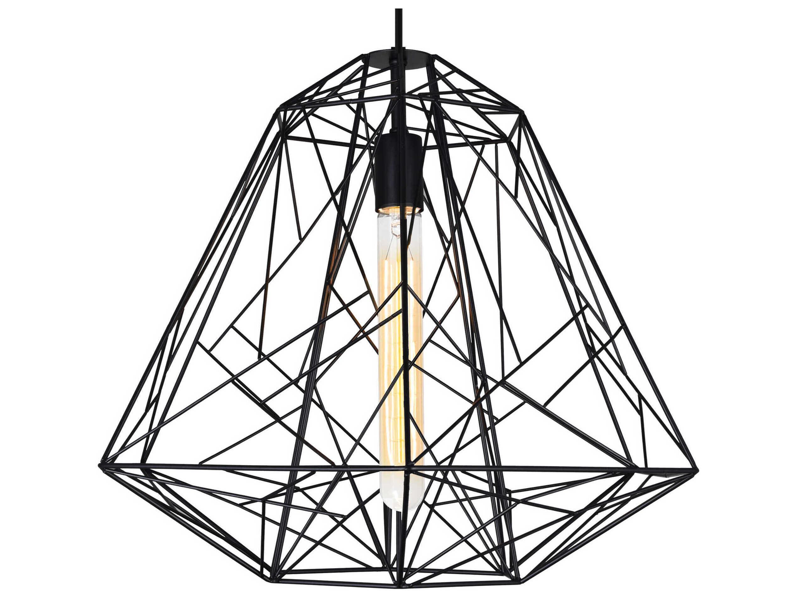 CWI Lighting Bagheera 1-Light Black Geometric Pendant