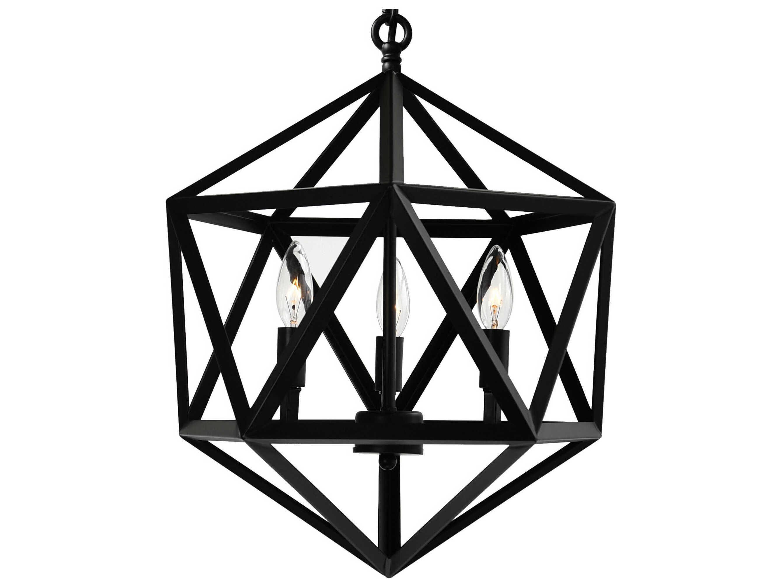 CWI Lighting Amazon 3-Light Black Geometric Pendant