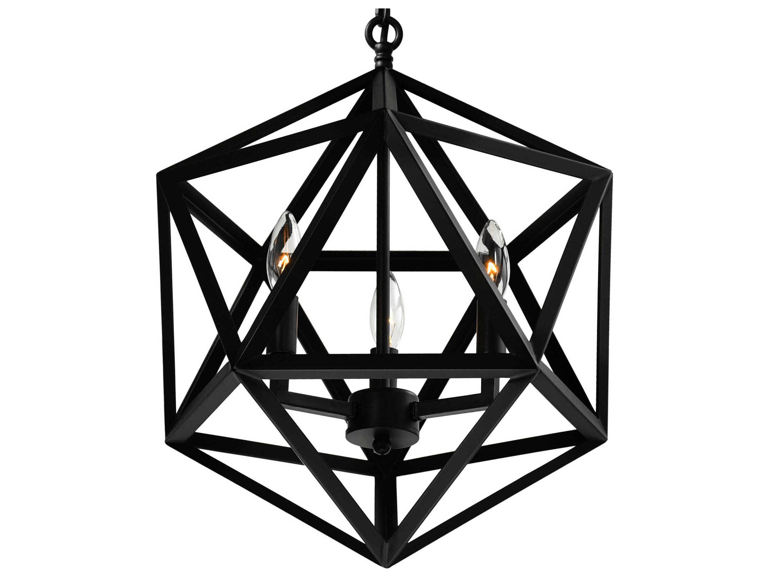 CWI Lighting Amazon 3-Light Black Geometric Pendant