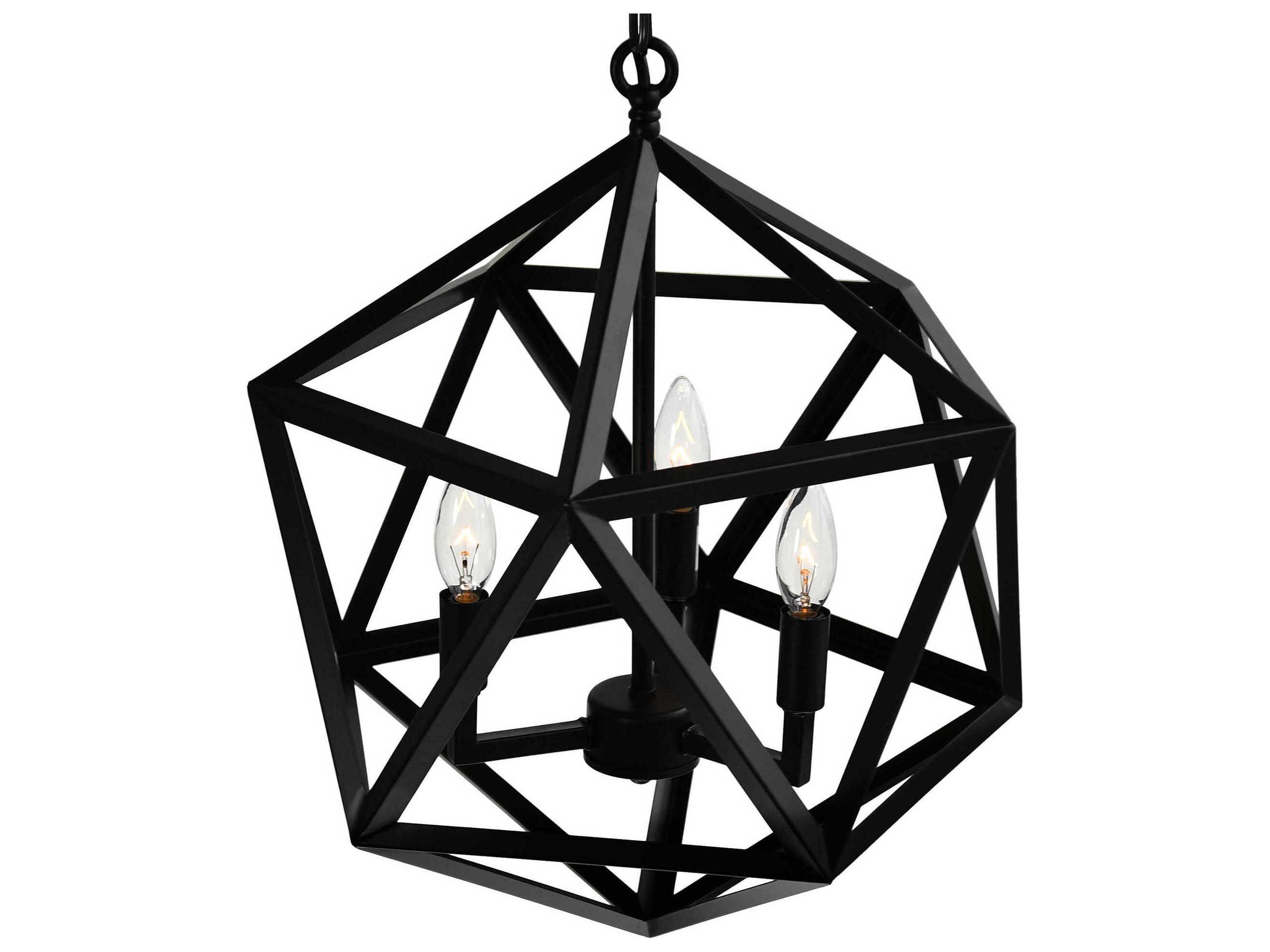 CWI Lighting Amazon 3-Light Black Geometric Pendant