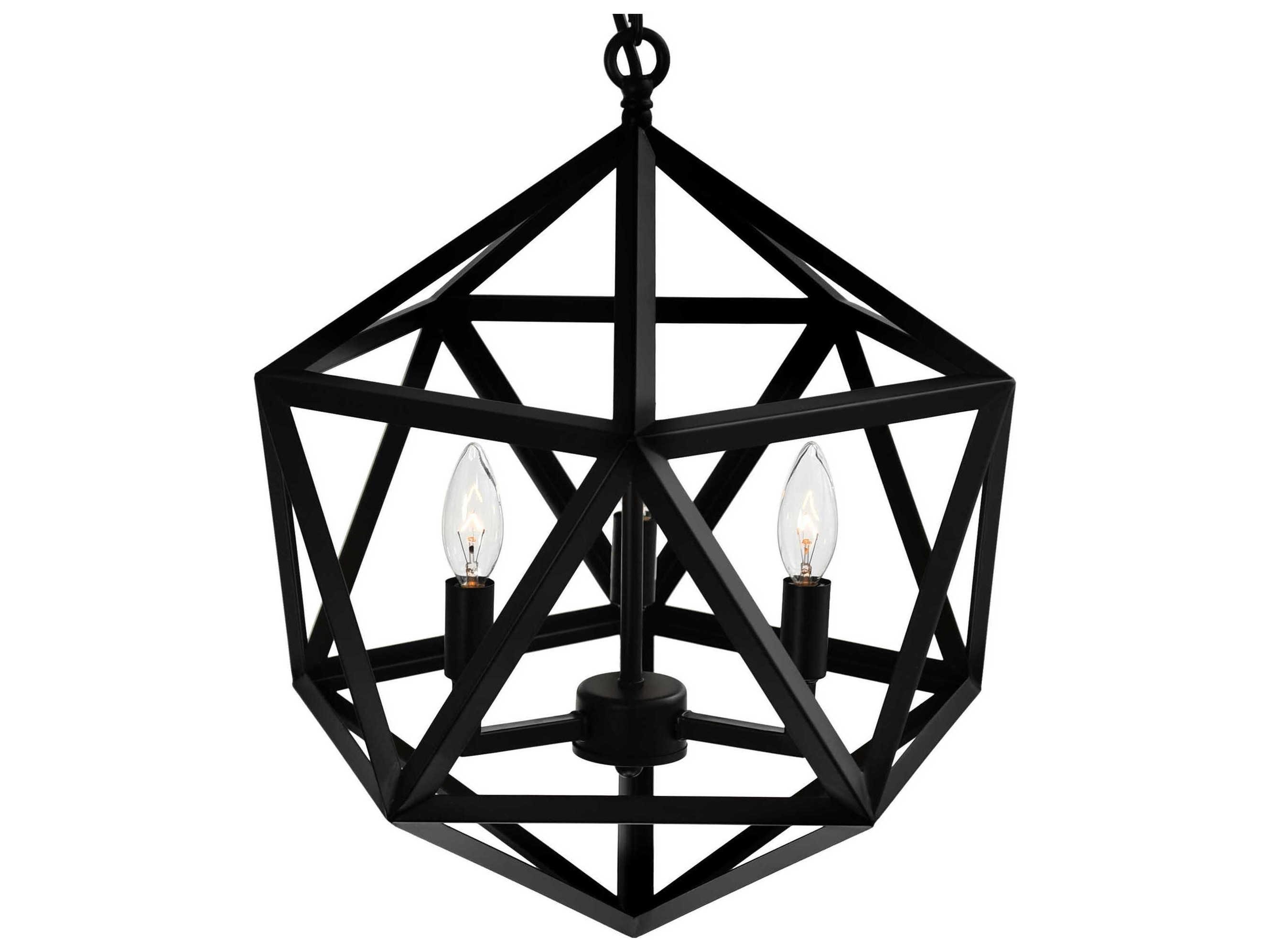 CWI Lighting Amazon 3-Light Black Geometric Pendant