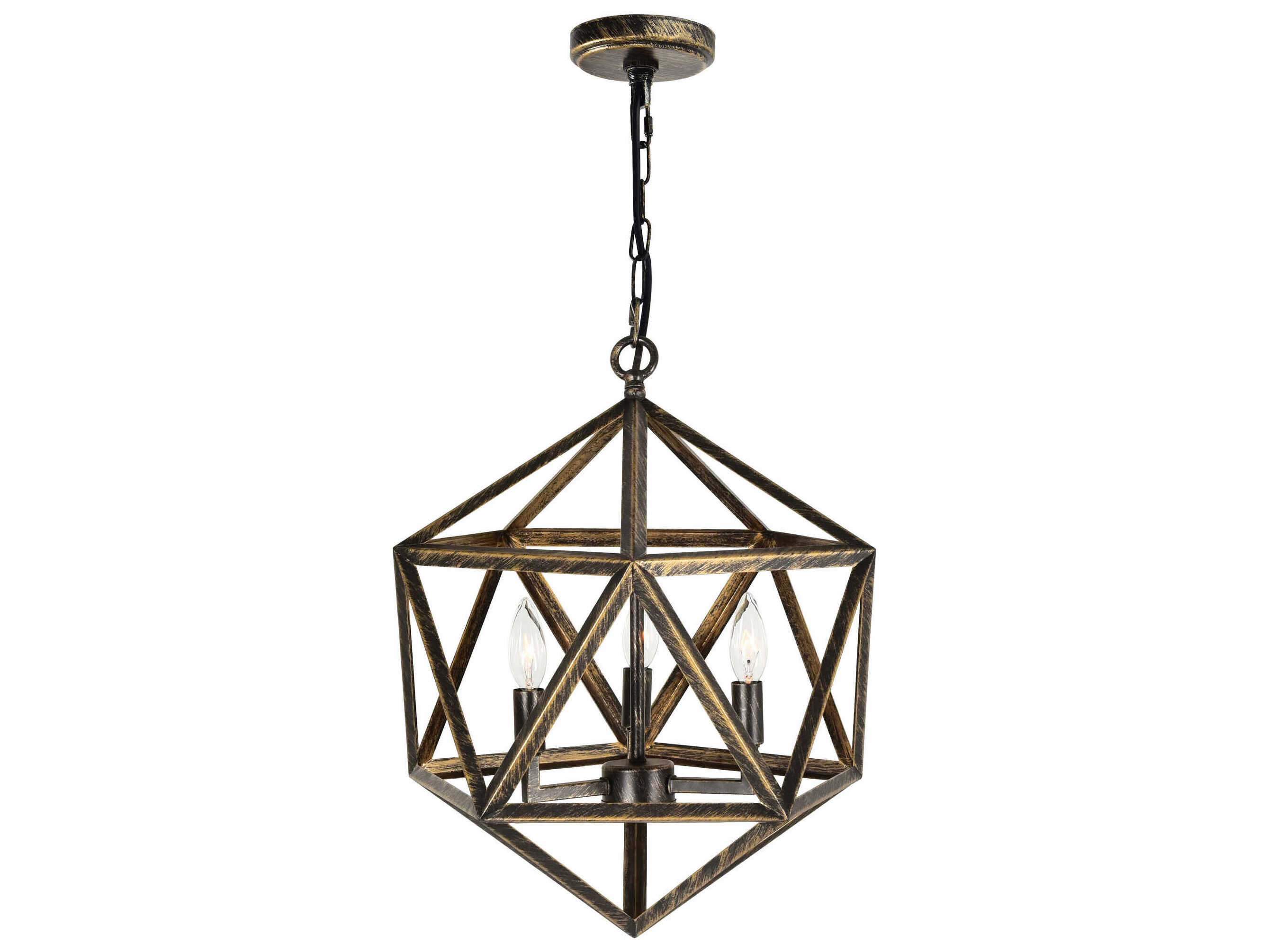CWI Lighting Amazon 3-Light Antique Forged Copper Geometric Pendant