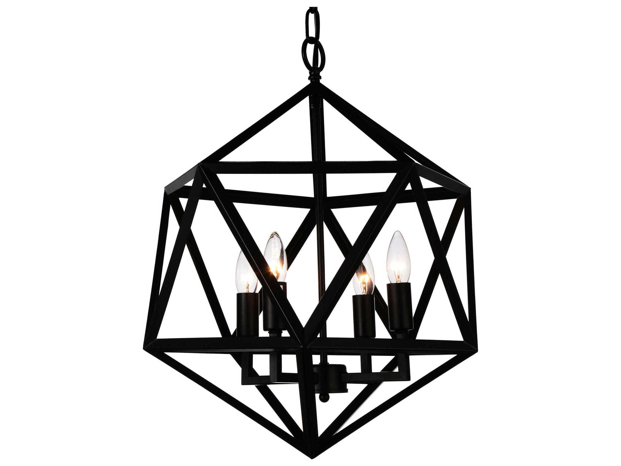 CWI Lighting Amazon 4-Light Black Geometric Pendant
