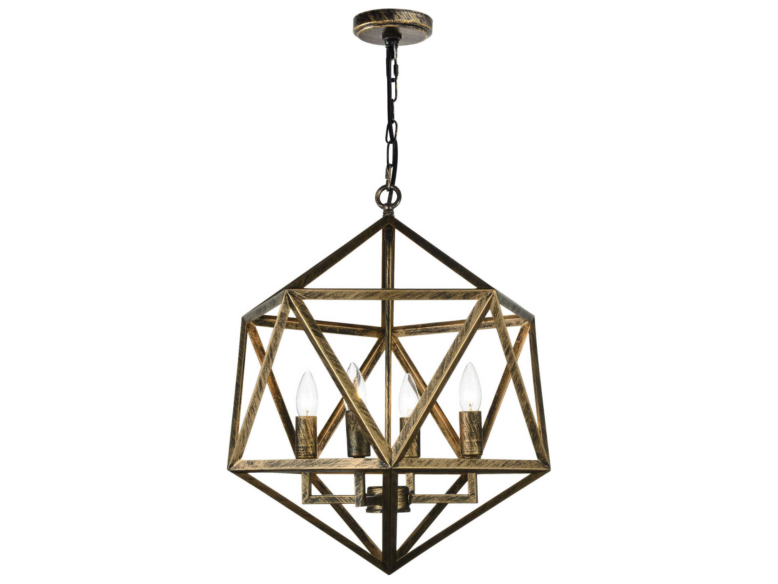 CWI Lighting Amazon 4-Light Antique Forged Copper Geometric Pendant
