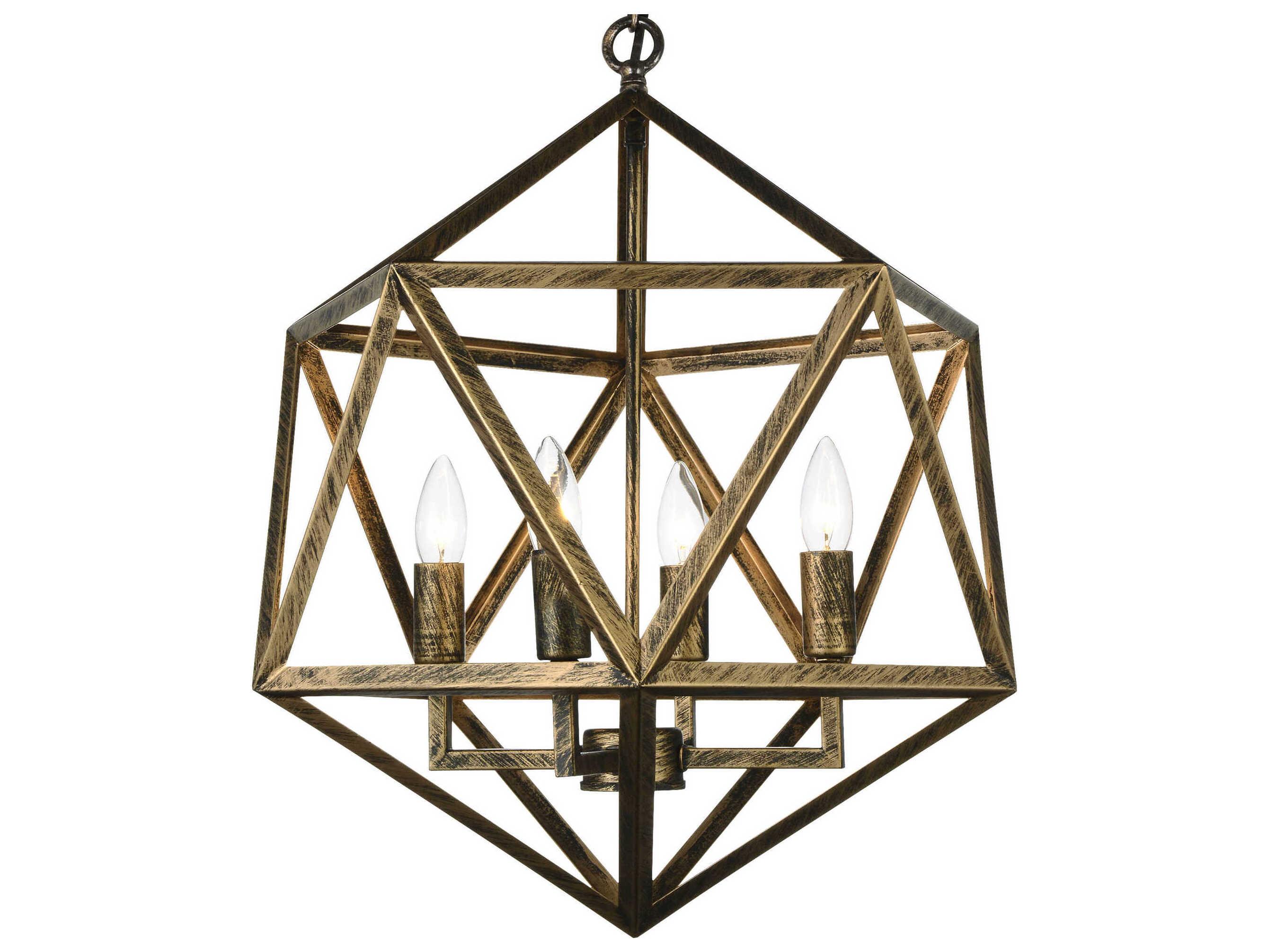CWI Lighting Amazon 4-Light Antique Forged Copper Geometric Pendant