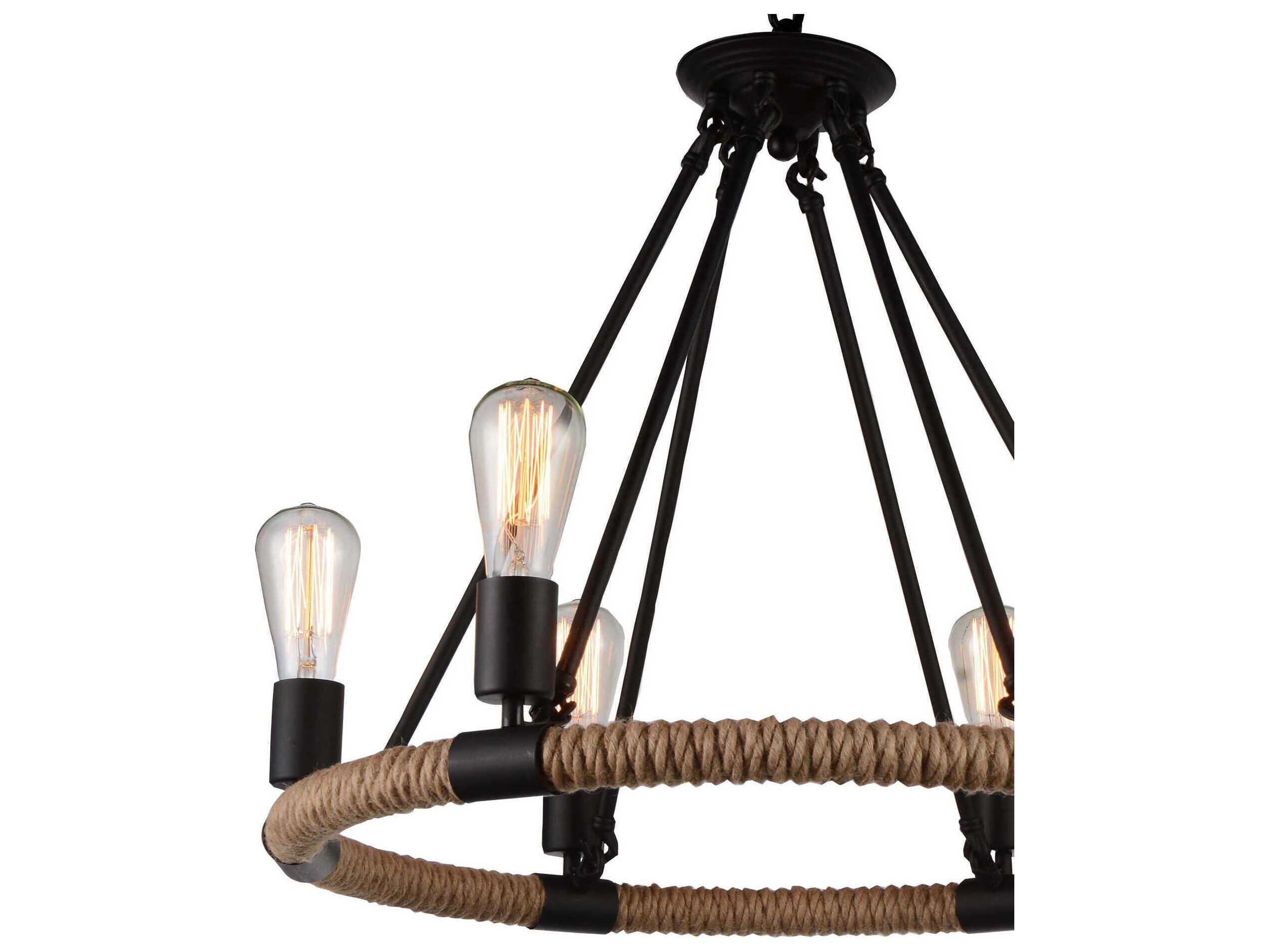 CWI Lighting Ganges 6-Light Black Pendant