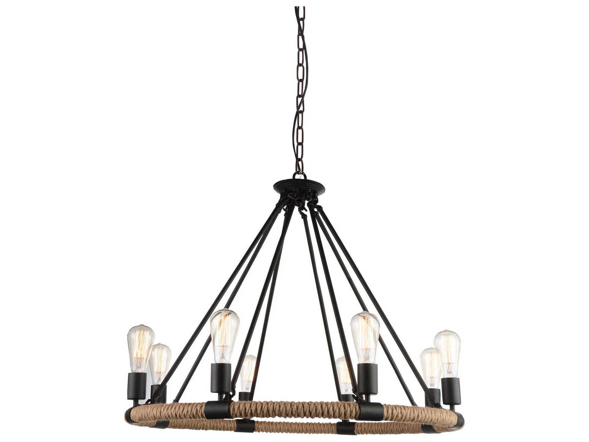CWI Lighting Ganges 8-Light Black Pendant
