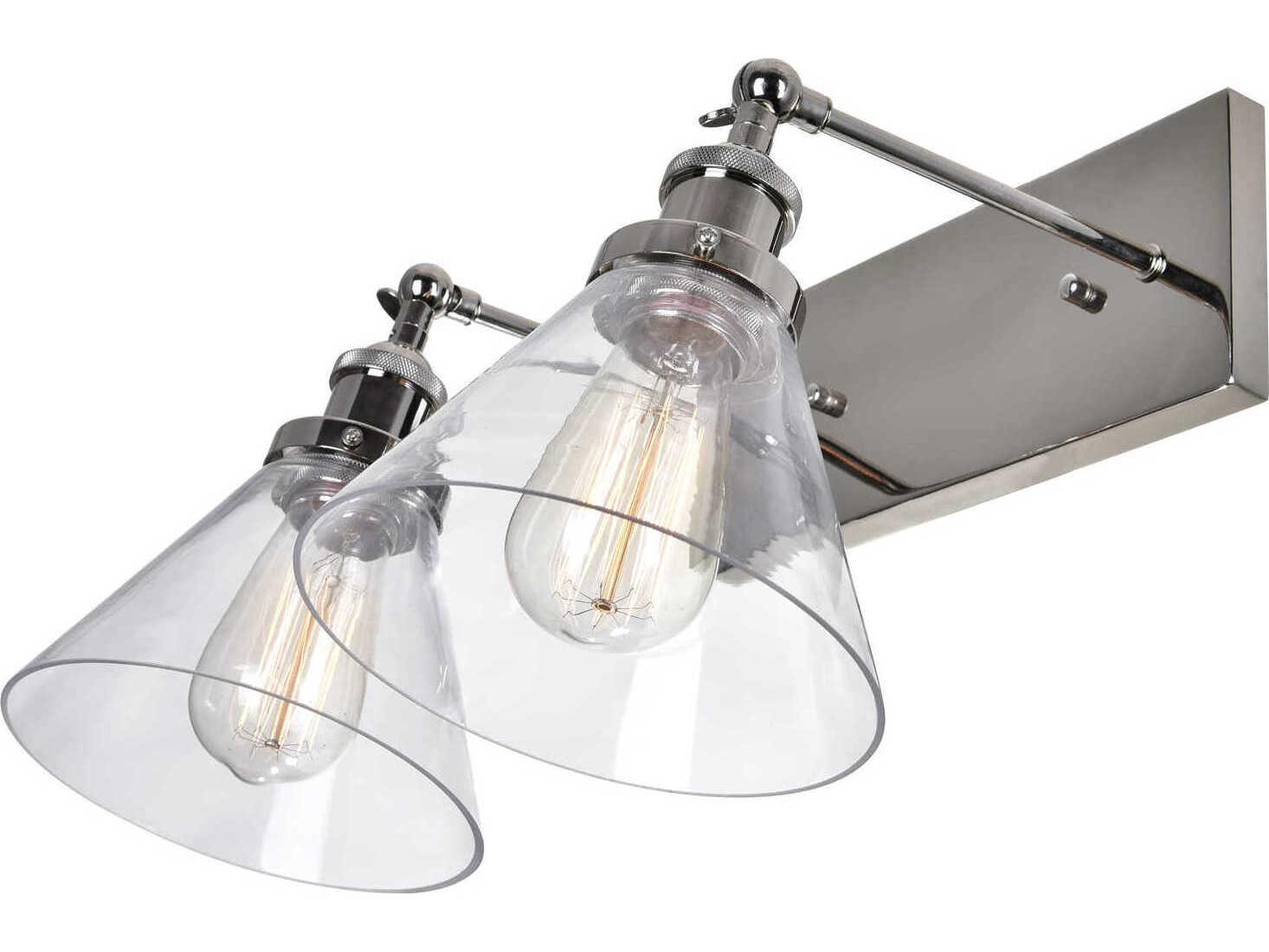 CWI Lighting Eustis 2-Light Polished Nickel Vanity Light