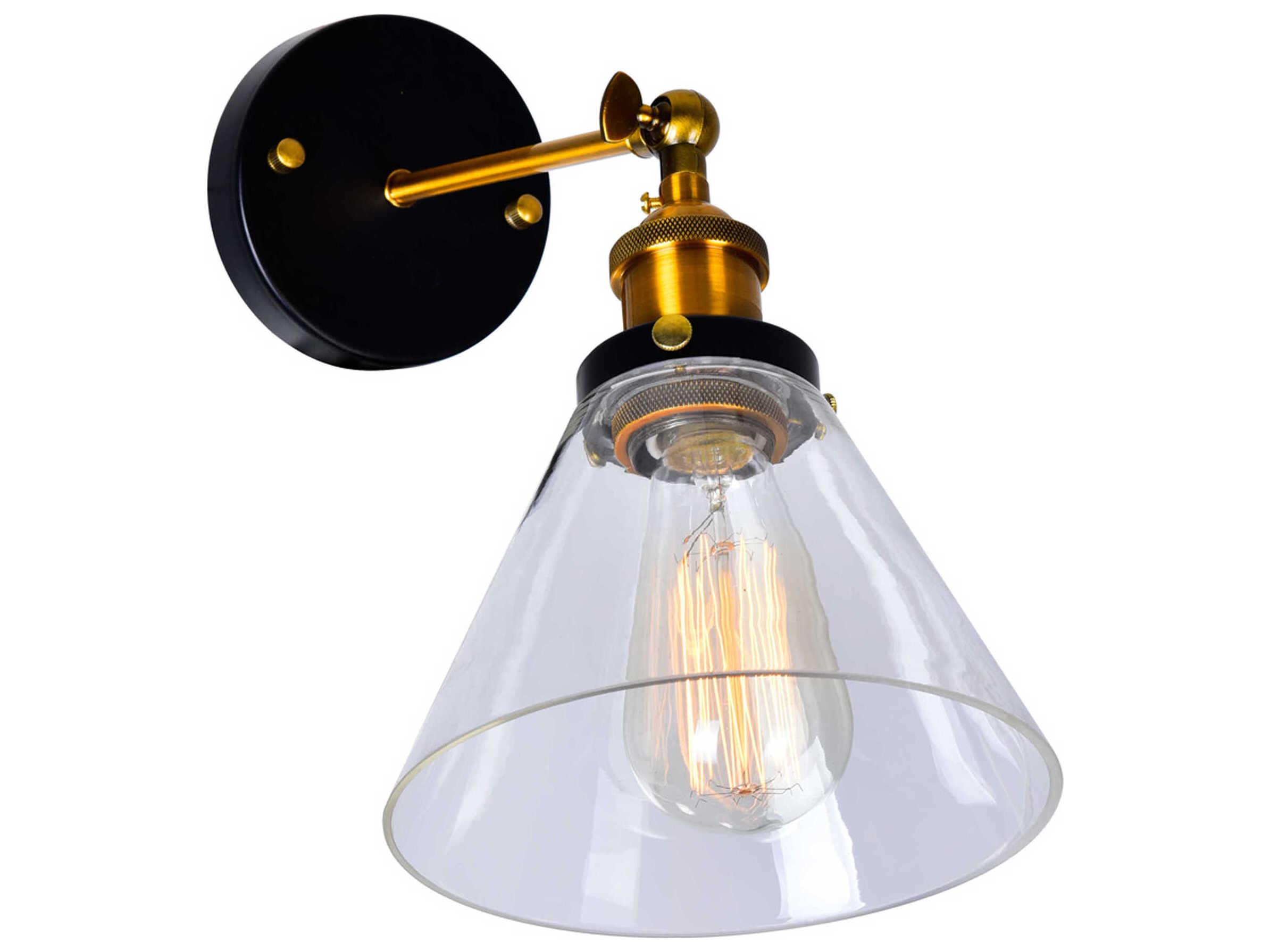 CWI Lighting Eustis 1-Light Black Gold Brass Wall Sconce