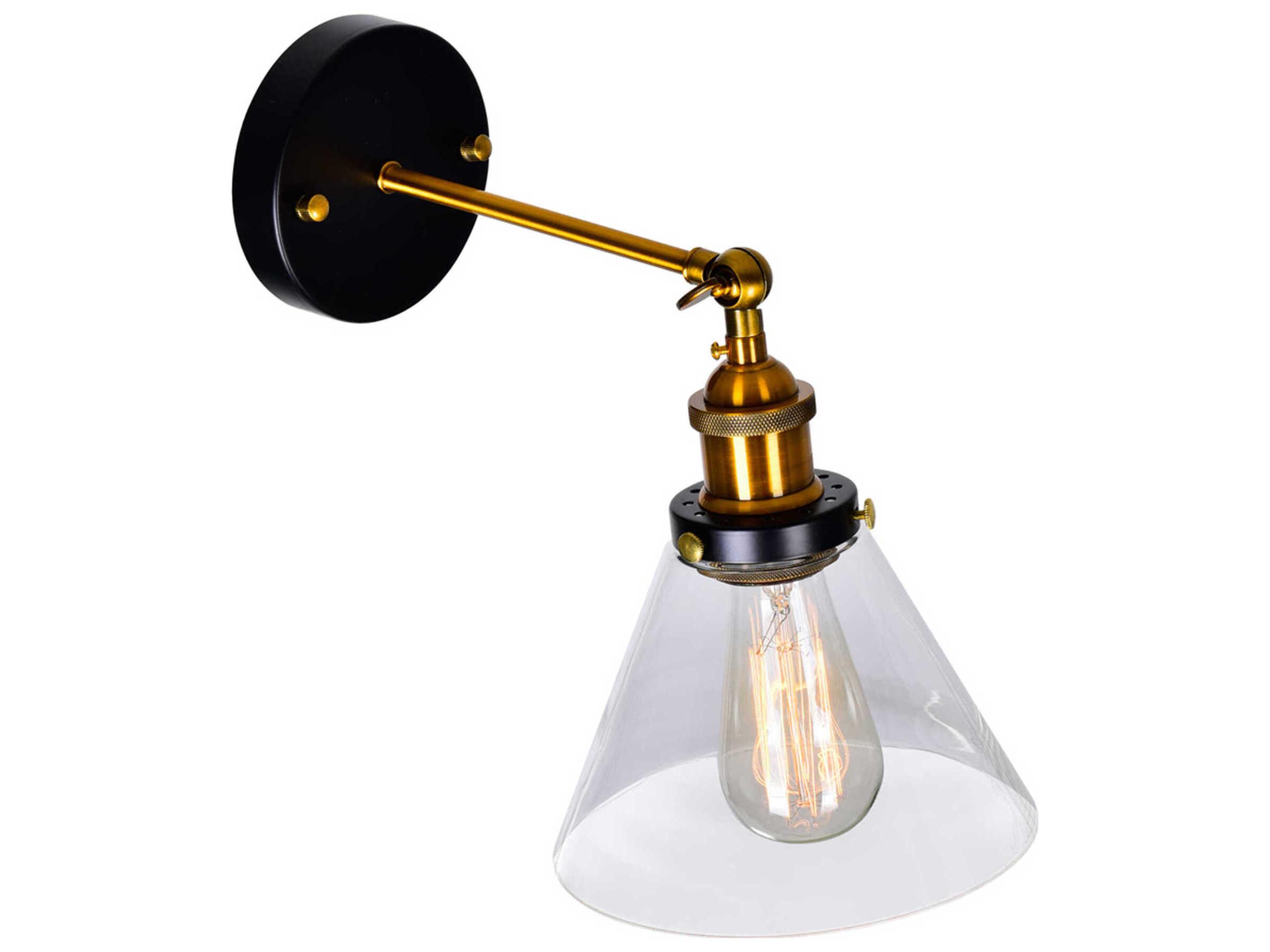 CWI Lighting Eustis 1-Light Black Gold Brass Wall Sconce