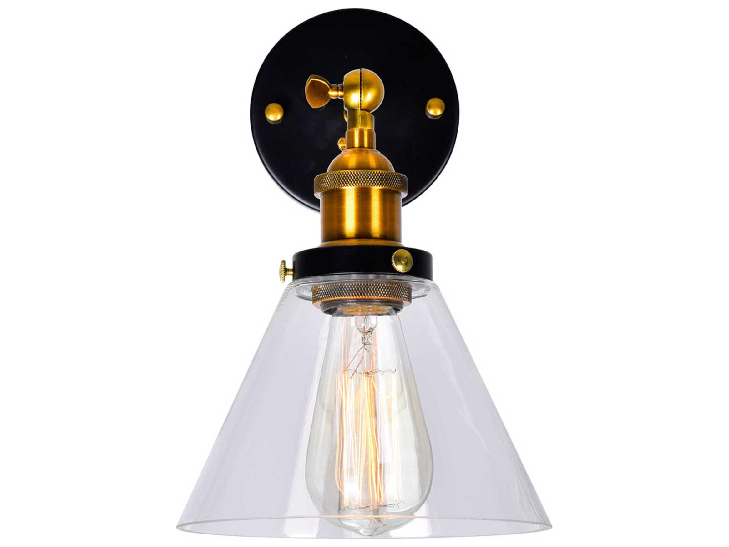 CWI Lighting Eustis 1-Light Black Gold Brass Wall Sconce